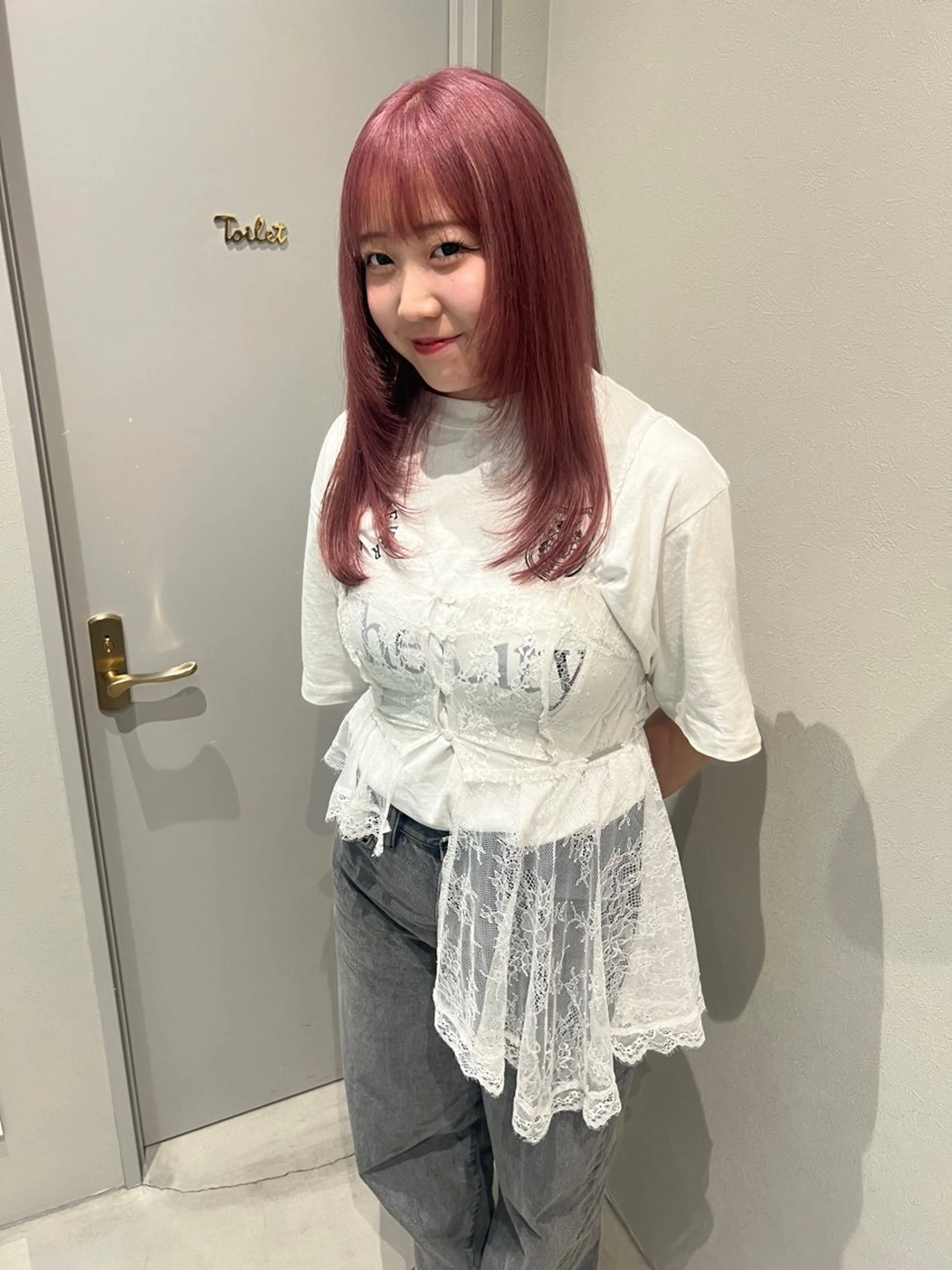 カラー ベージュカラー ピンクカラー ピンクベージュ GEM/ hinanaのヘアスタイル