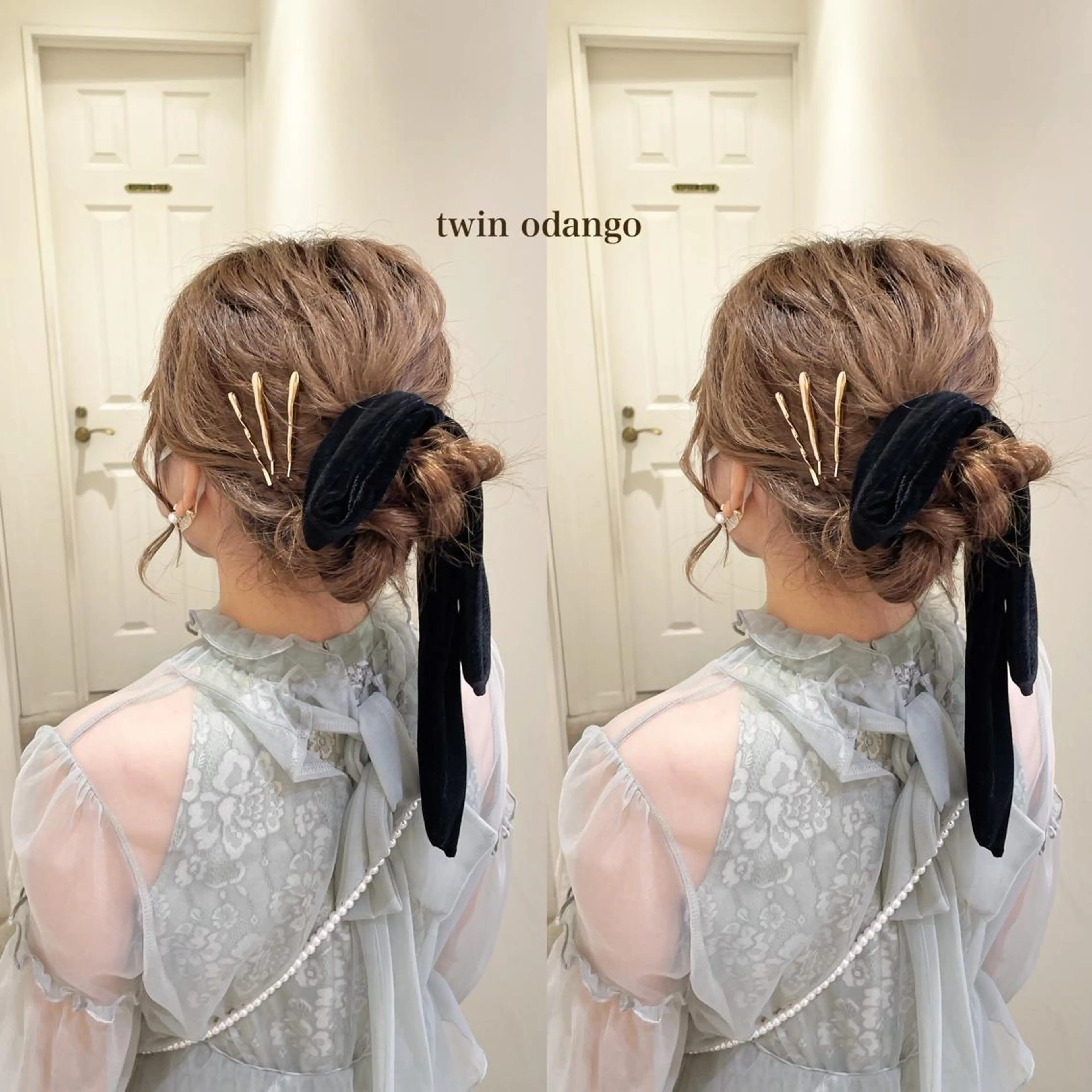 セミロング ヘアアレンジ お団子ヘア エクステ/ハイトーン 🐏☁️miminaのヘアスタイル