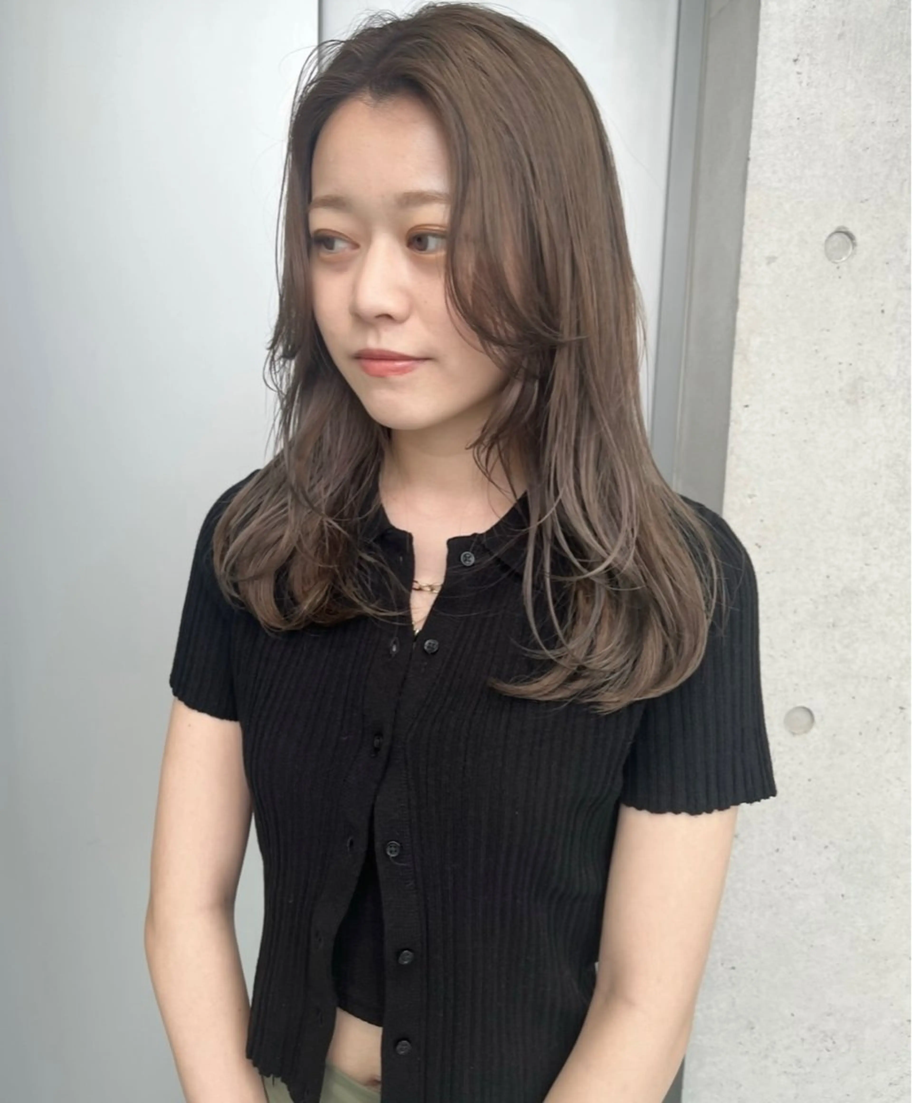 ロング カラー パーマ ヘアアレンジ 透明感/オリーブ/ グレージュ/YUKAのヘアスタイル