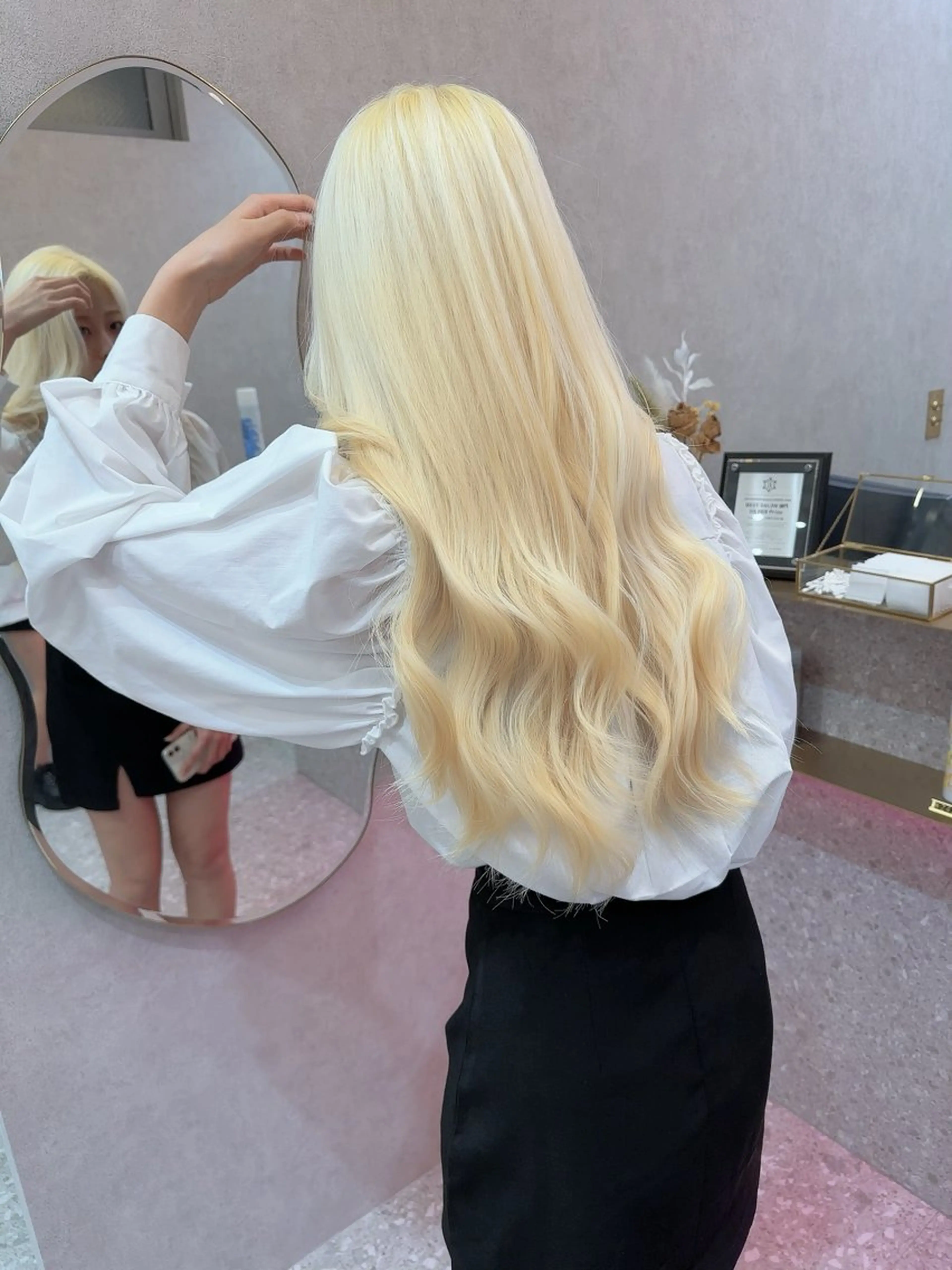 ロング 縮毛矯正 VEGA天神 ブリーチのヘアスタイル