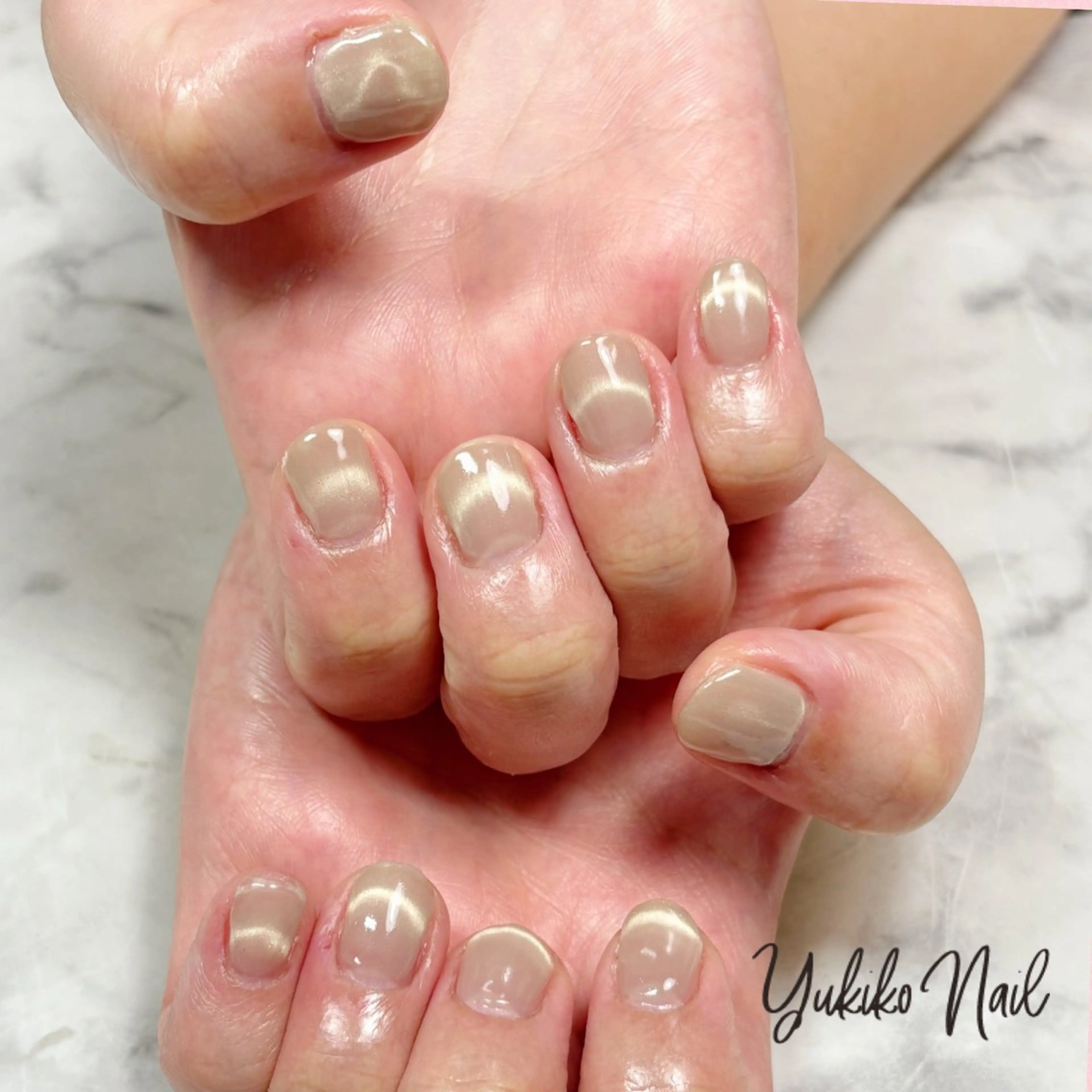 ネイル フレンチネイル ゴールド ハート マグネットネイル マグネットフレンチ ユキコ ネイルのネイルデザイン
