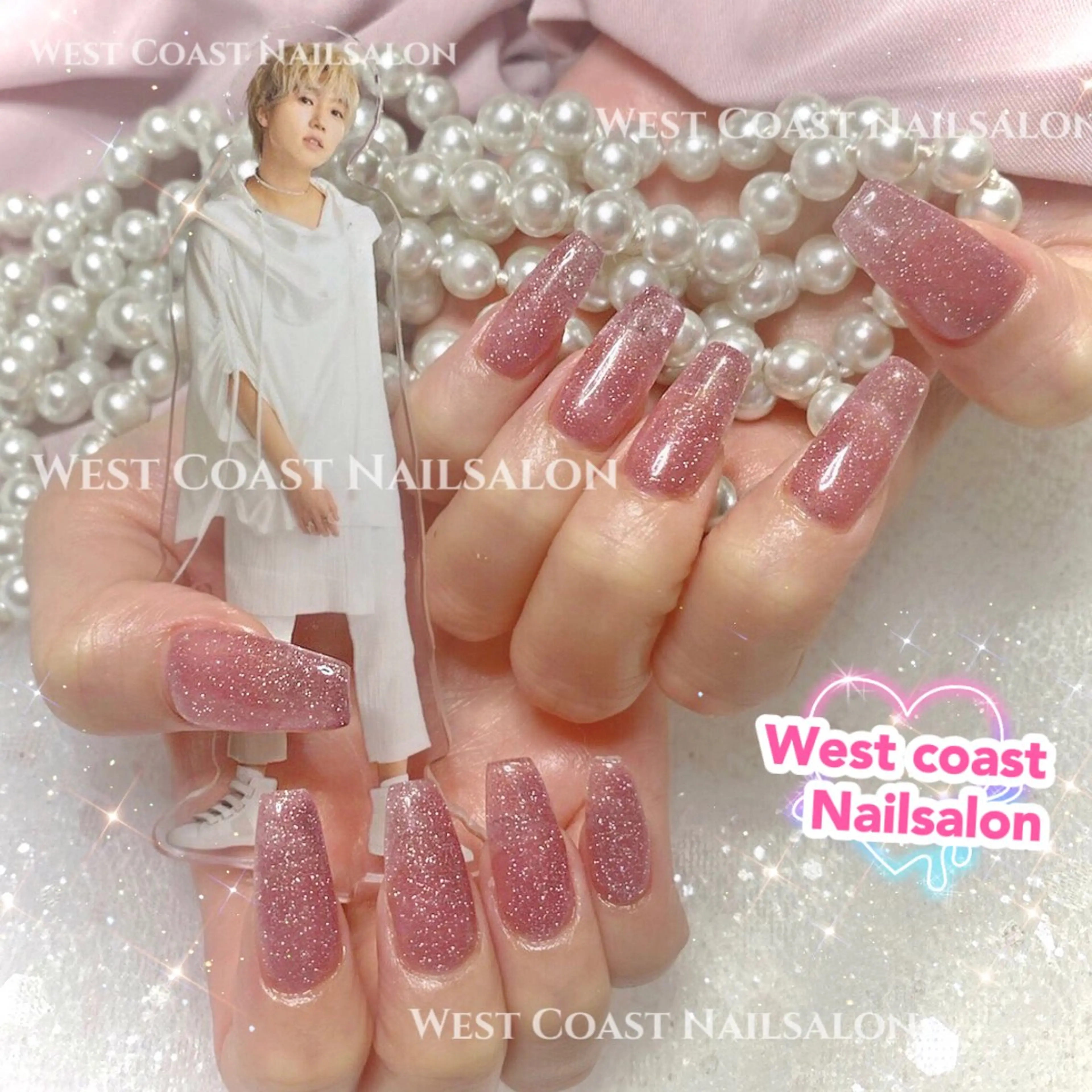 ネイル リボン、ガーリー パーツ放題専門店のネイルデザイン