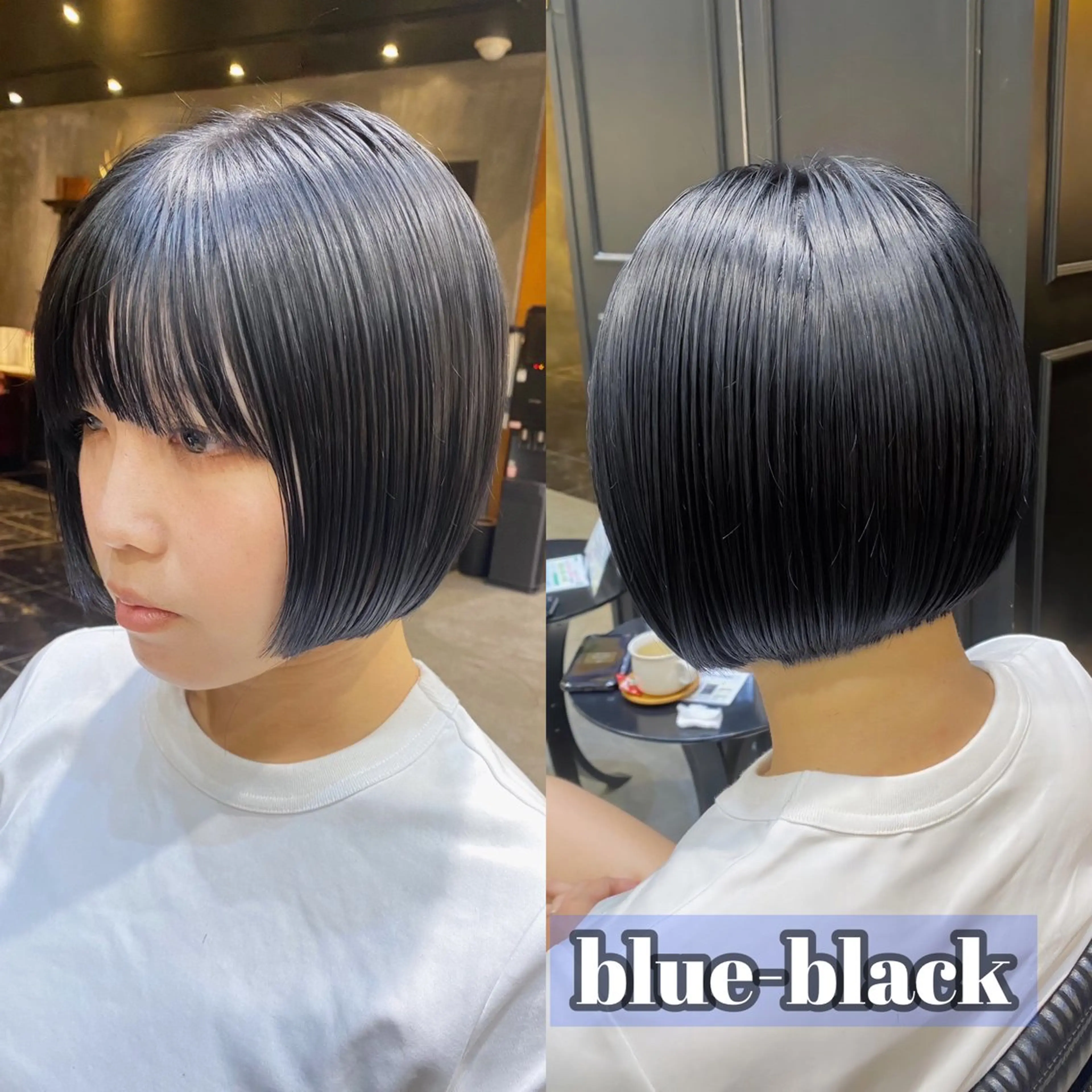 ショート カラー ショートボブ 黒髪 ブルーカラー ブルーブラック ボブ カット ヘアカラー トリートメント Ms.CHARM所属・透明感カラー🌿 グレージュ🐺陽介のヘアスタイル