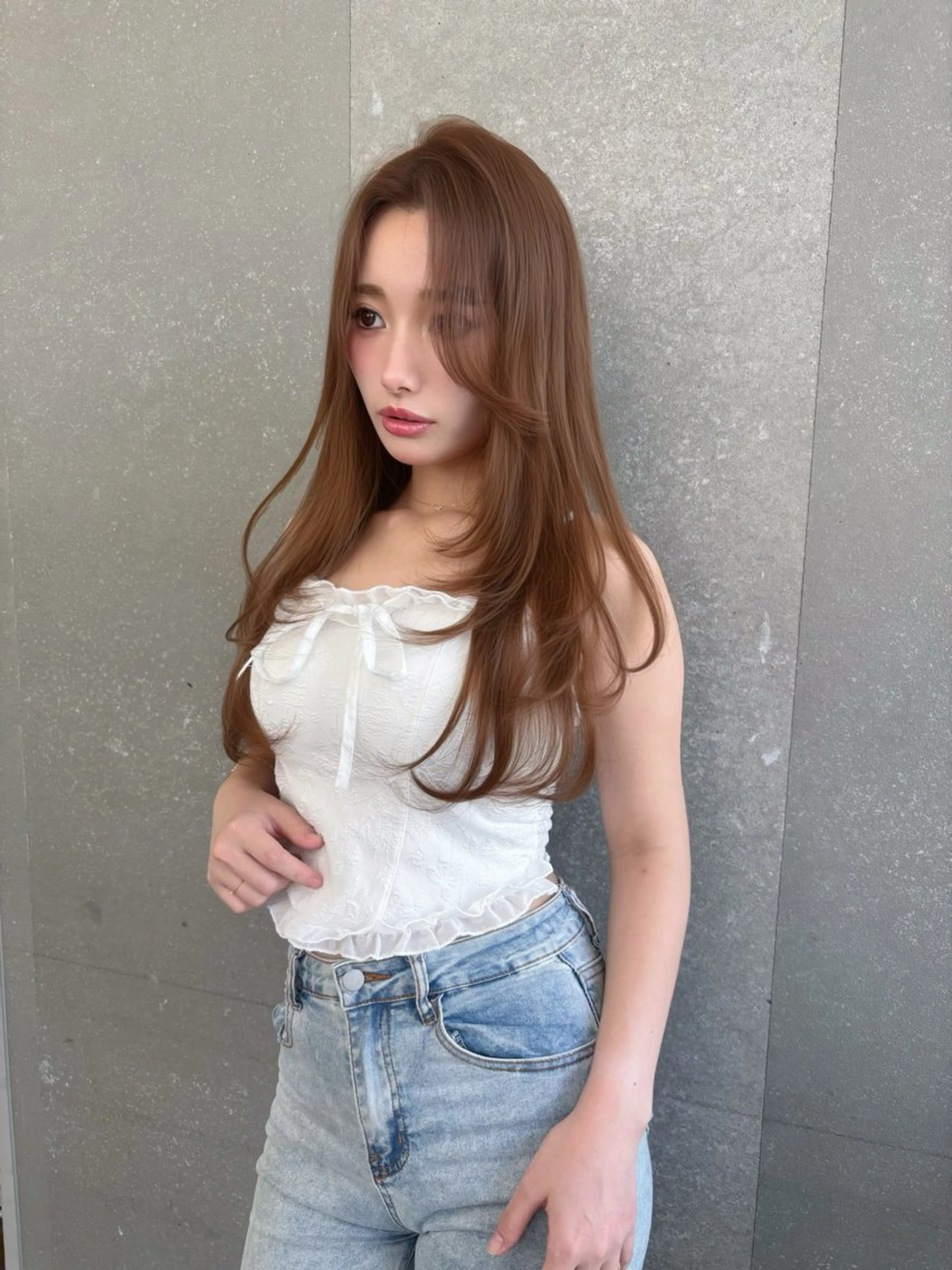 ロング カラー パーマ ブリーチ ブリーチなしカラー レイヤーカット 縮毛矯正 【美髪矯正】 吉村　清志のヘアスタイル