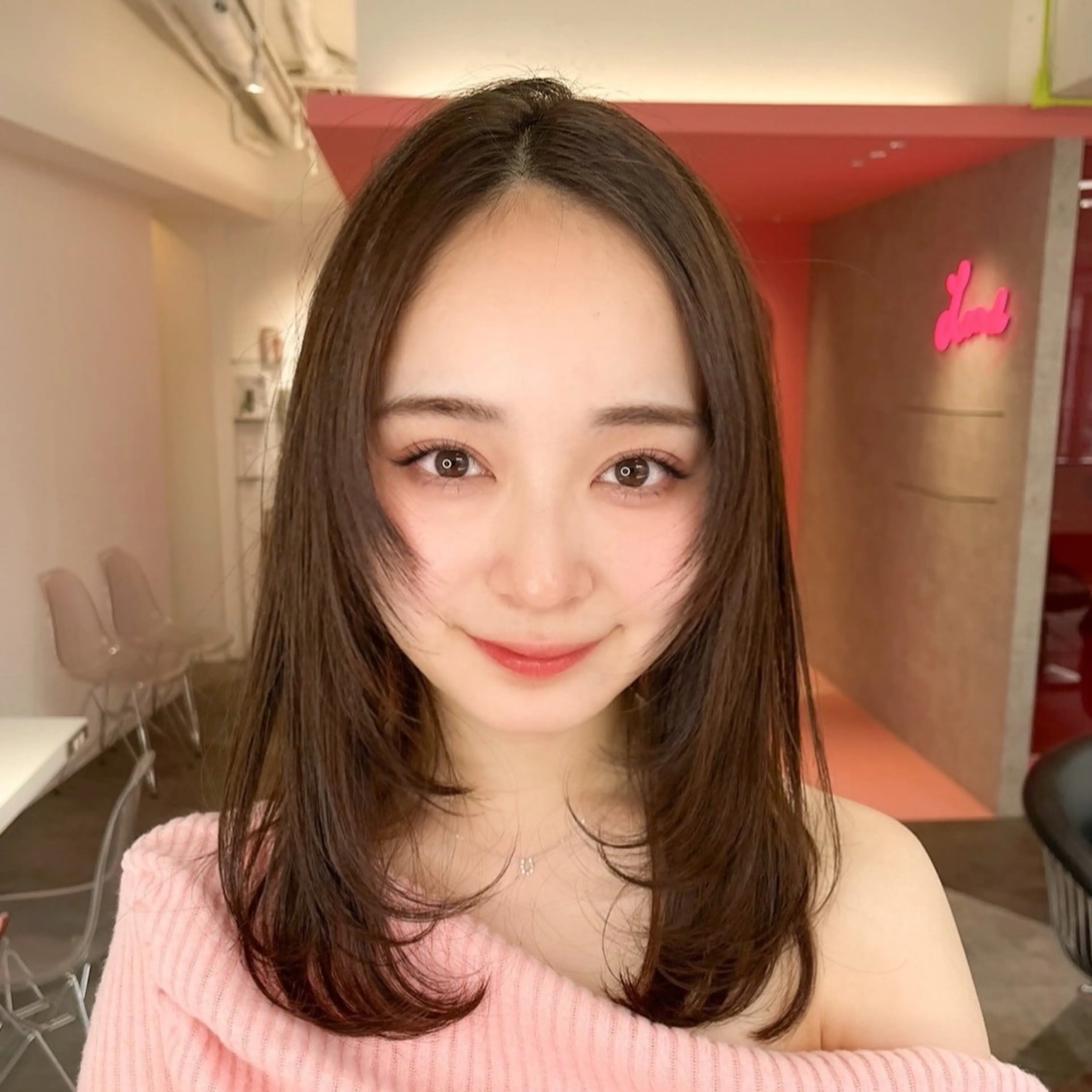 ミディアム カラー 山崎/ボブ縮毛矯正 レイヤー髪質改善のヘアスタイル