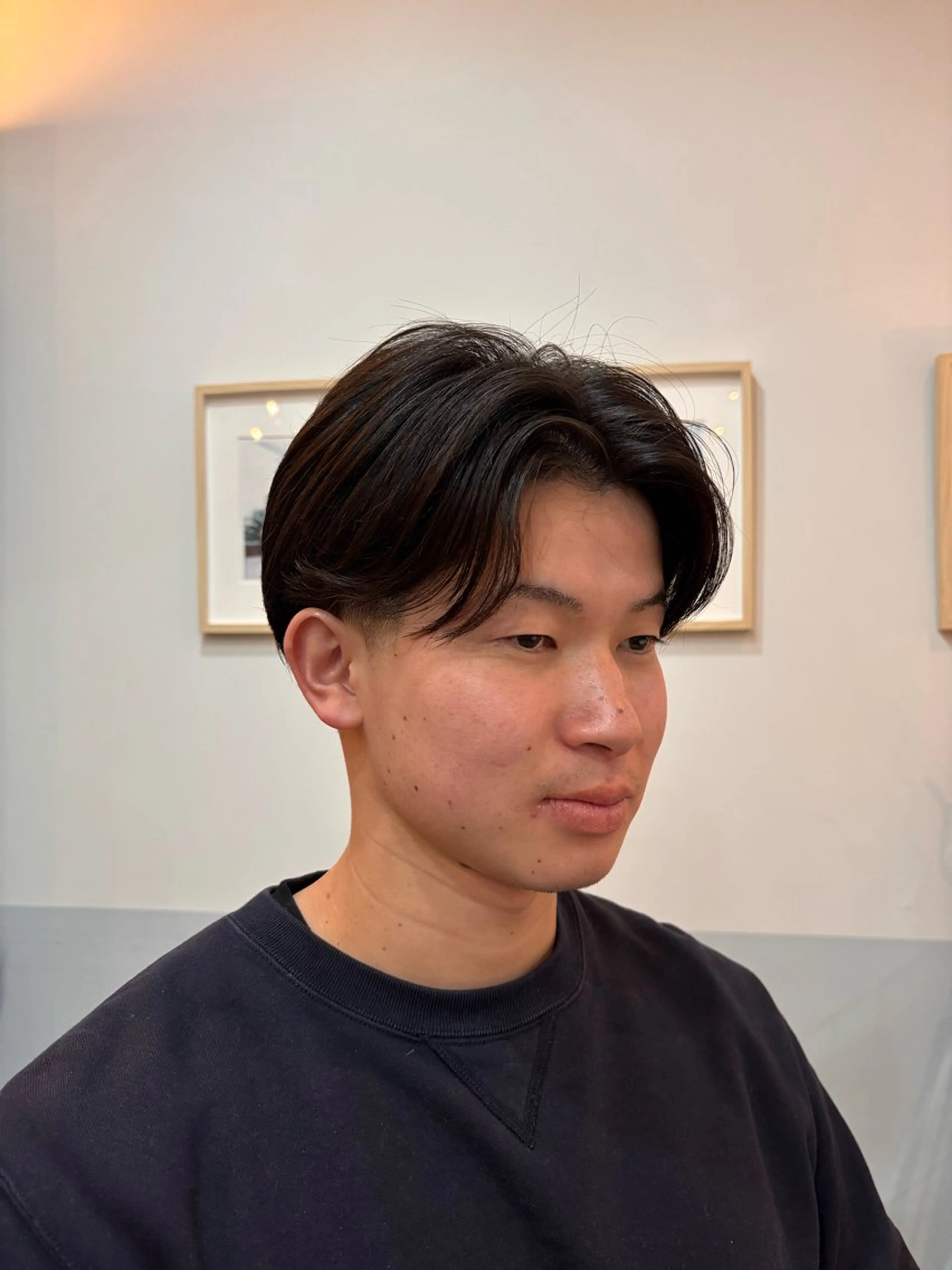 メンズ センターパート フェードカット Ordinary barber shop所属・藤原 虎次郎のヘアスタイル