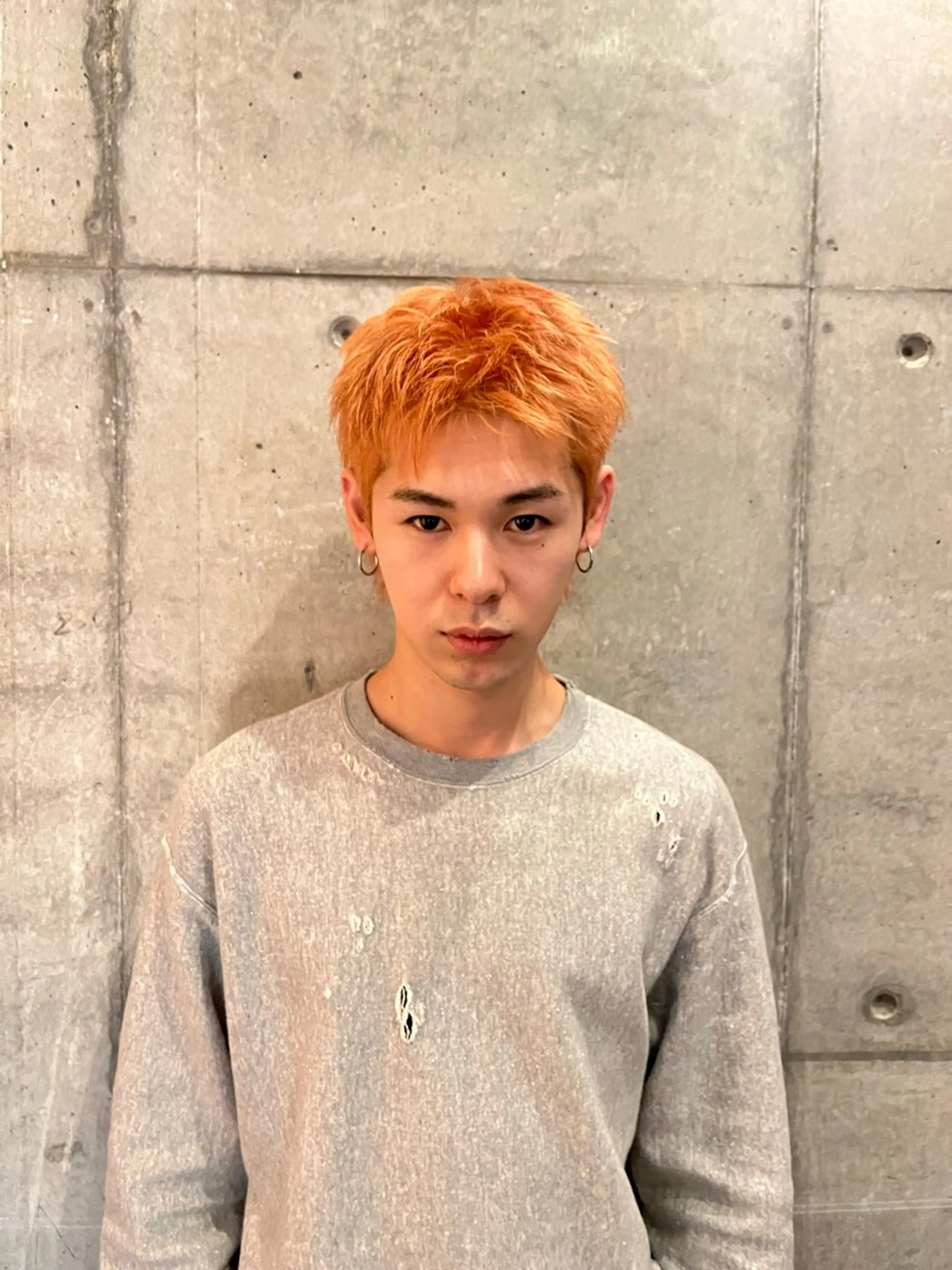 ショート カラー メンズ メンズハイトーン ハイトーンカラー オレンジ ピンクカラー cime所属・小林実愛/ ハイトーン/心斎橋/のヘアスタイル