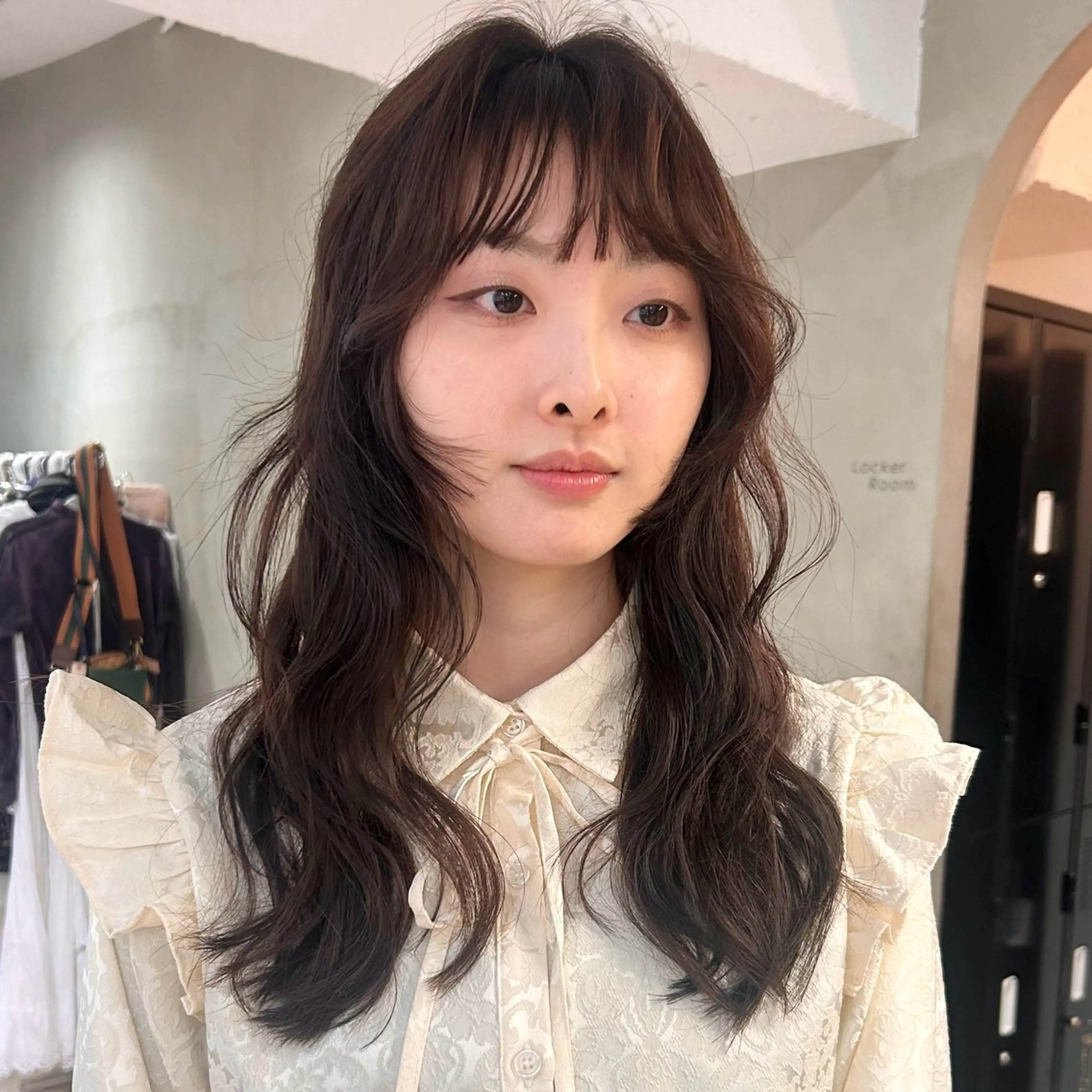 ロング カラー ラベンダーカラー ラベンダーピンク ピンクカラー ハッシュカット レイヤーカット カット ヘアカラー トリートメント レイヤーカット/栄/ 顔周り/キトウモエノのヘアスタイル