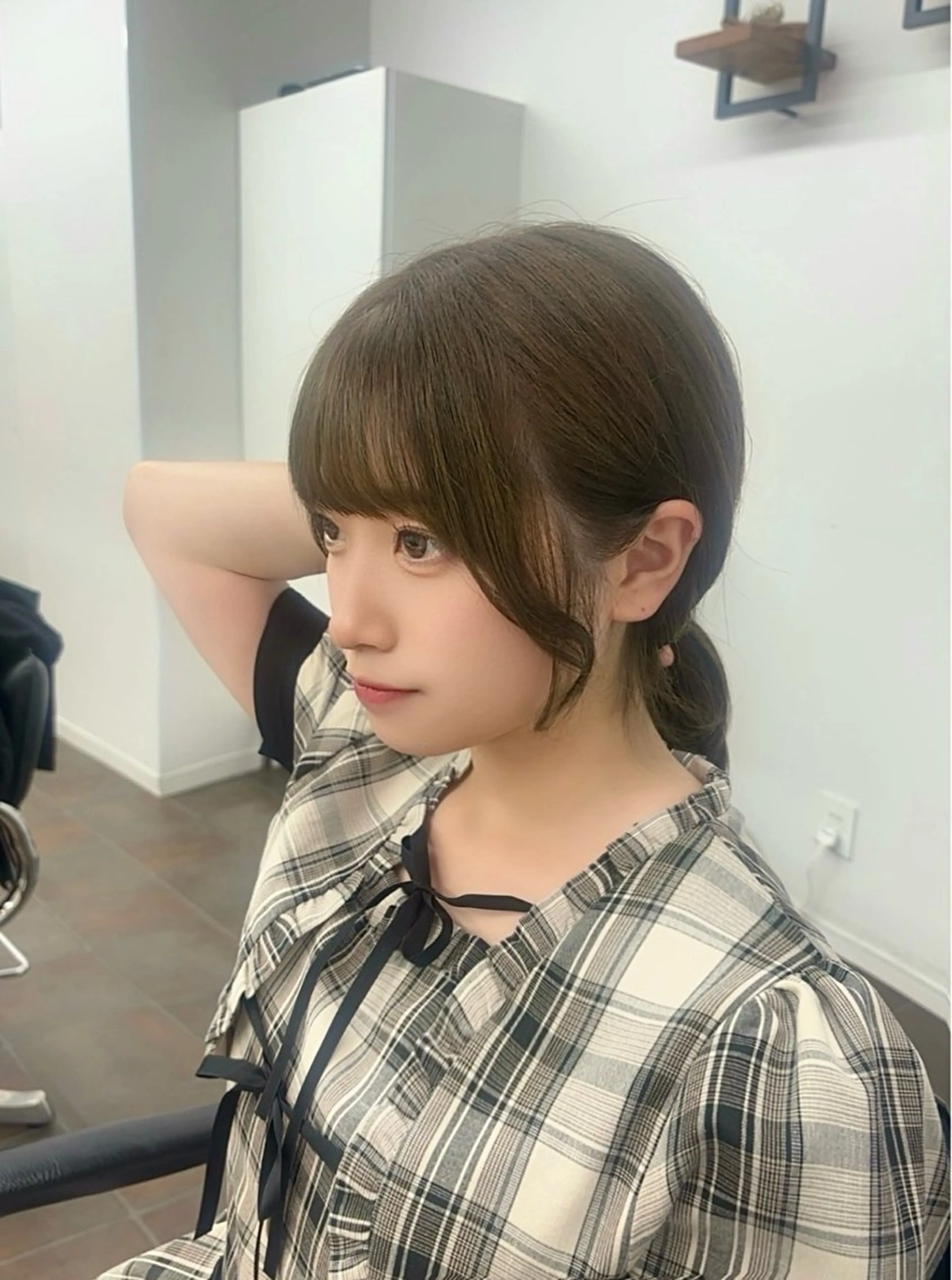 ロング 顔周りカット 小顔カット カット かどたはるな レイヤー/パーマのヘアスタイル