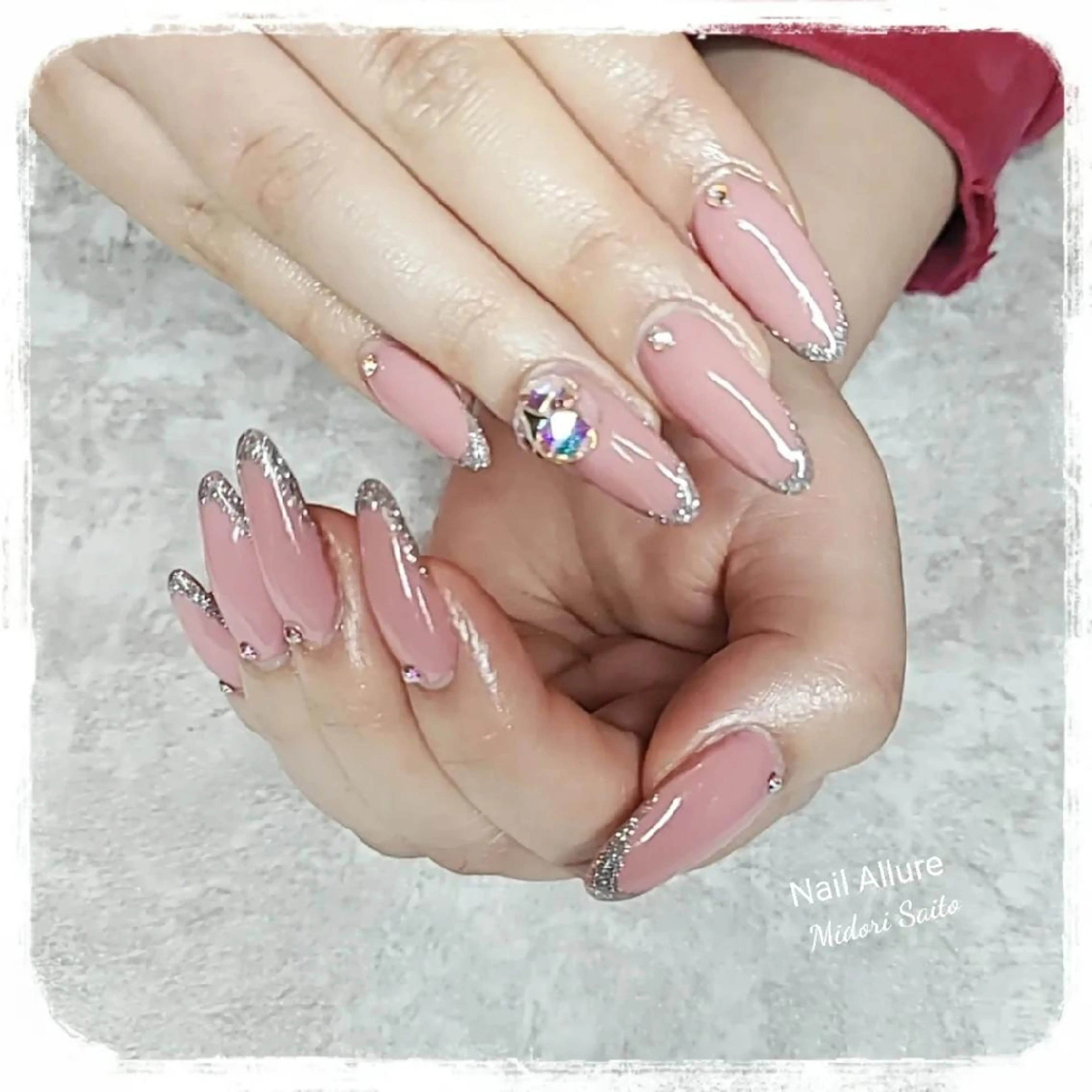 ネイル フレンチネイル ジェルネイル グリーン Nail Allure(ネイル アルーア)所属・Nail Allureのネイルデザイン