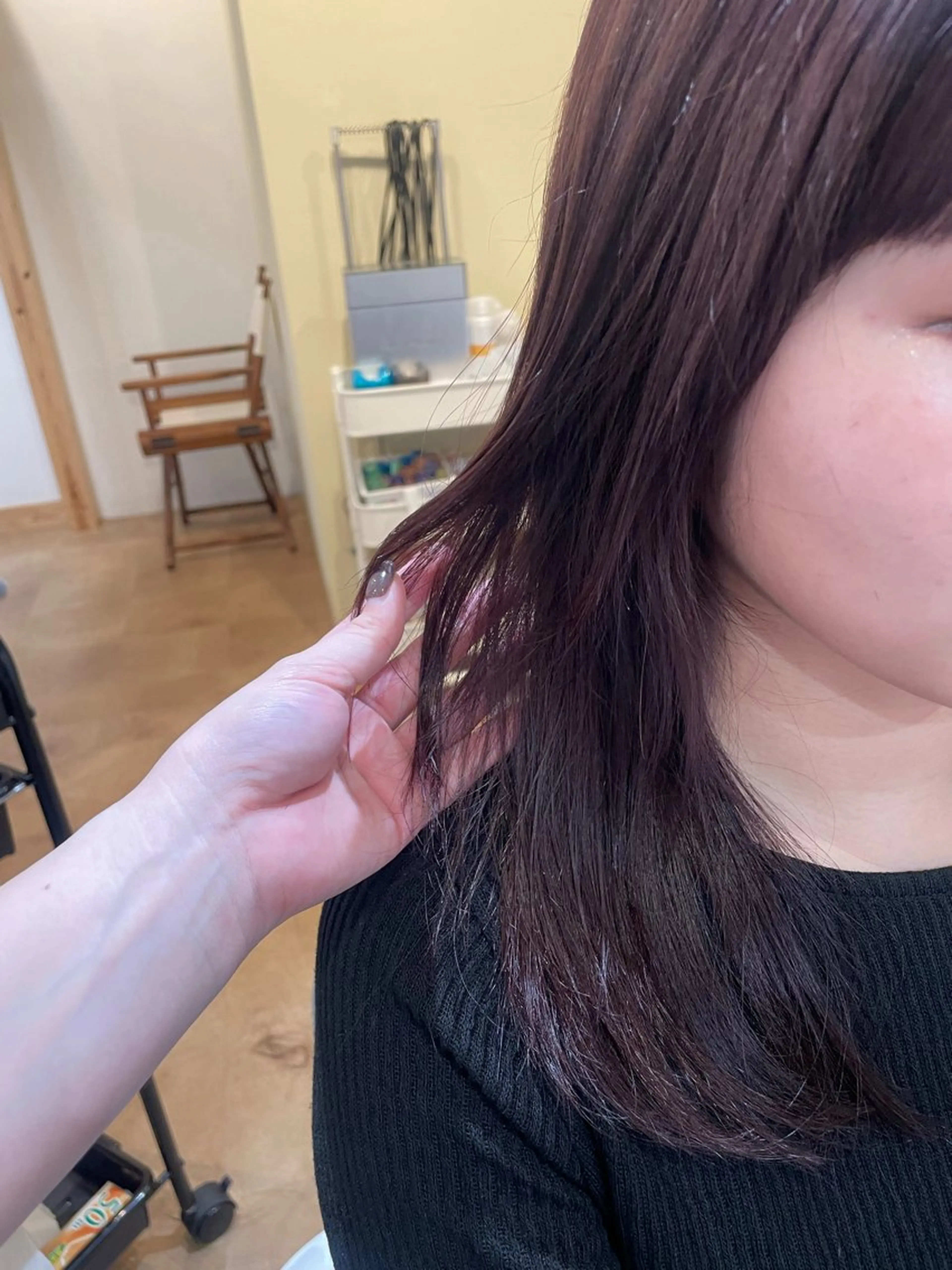 ロング 顔周りカット レイヤーカット ワンホンレイヤー カット パーマ 山口里莉 /パーマモデル募集のヘアスタイル