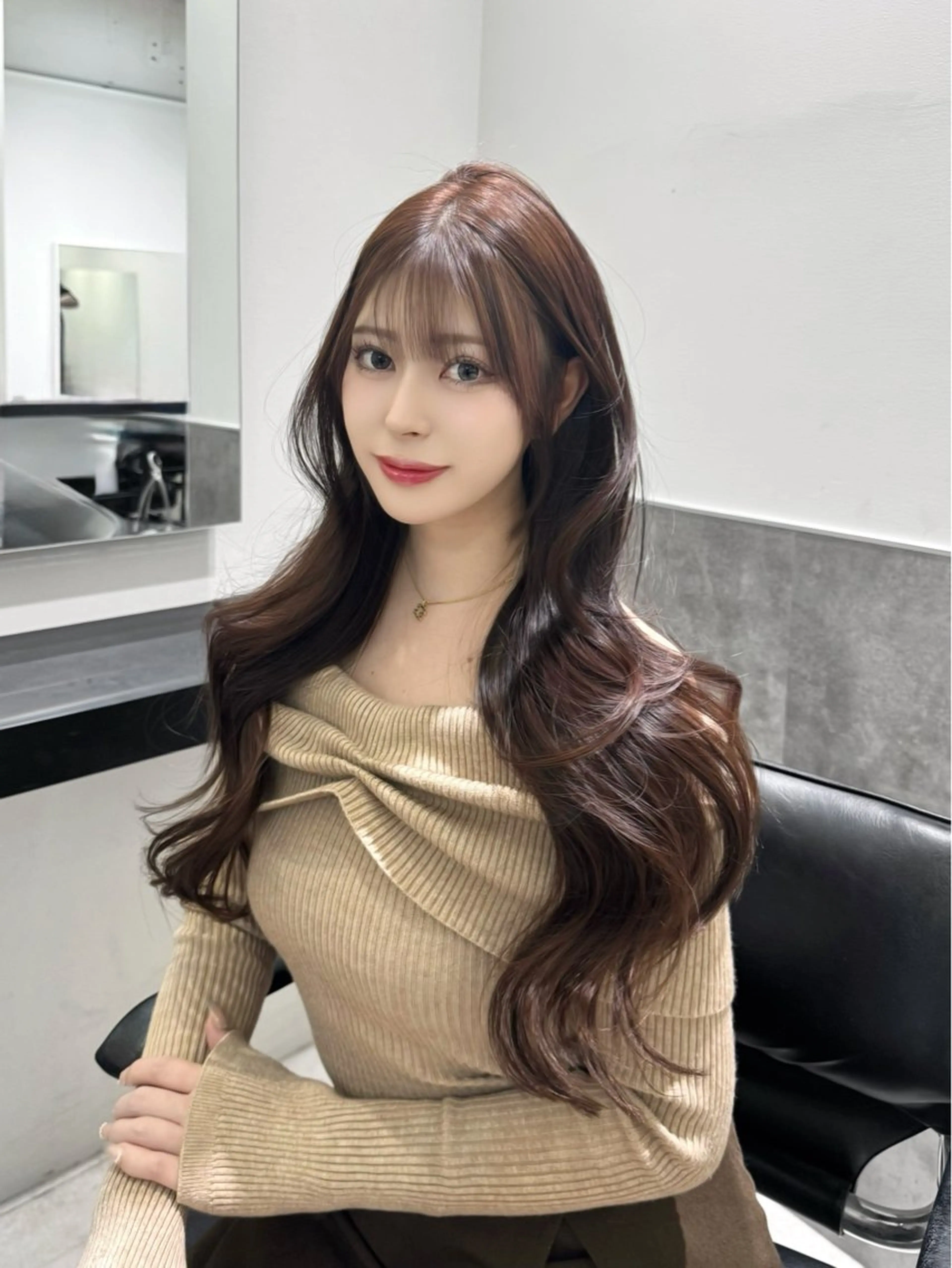 ロング カラー 顔周りカット レイヤーカット 小顔カット カット ヘアカラー トリートメント GO TODAY 原宿Verno店所属・韓国系支持率No.1 レイヤー特化/きょうのヘアスタイル