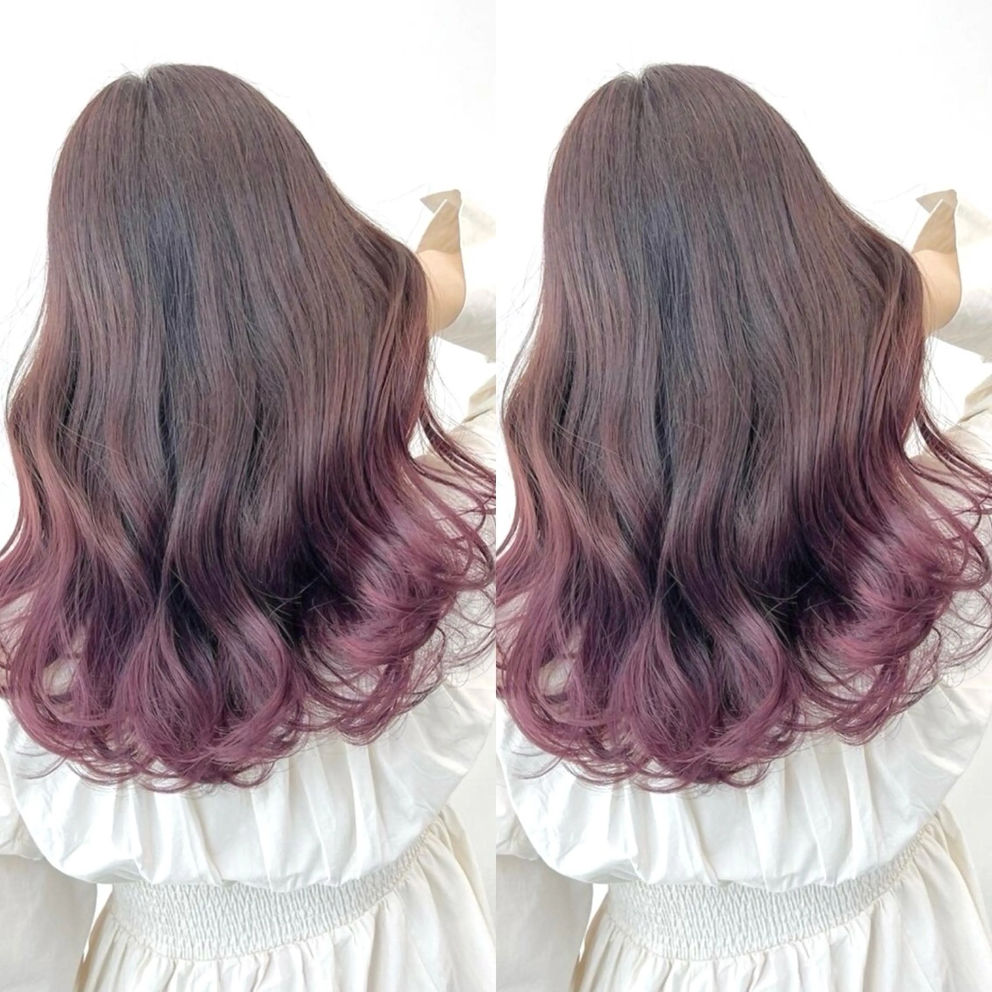 ロング カラー グラデーションカラー ピンクカラー パープルカラー ブリーチ無しダブル カラー🦕まどかのヘアスタイル