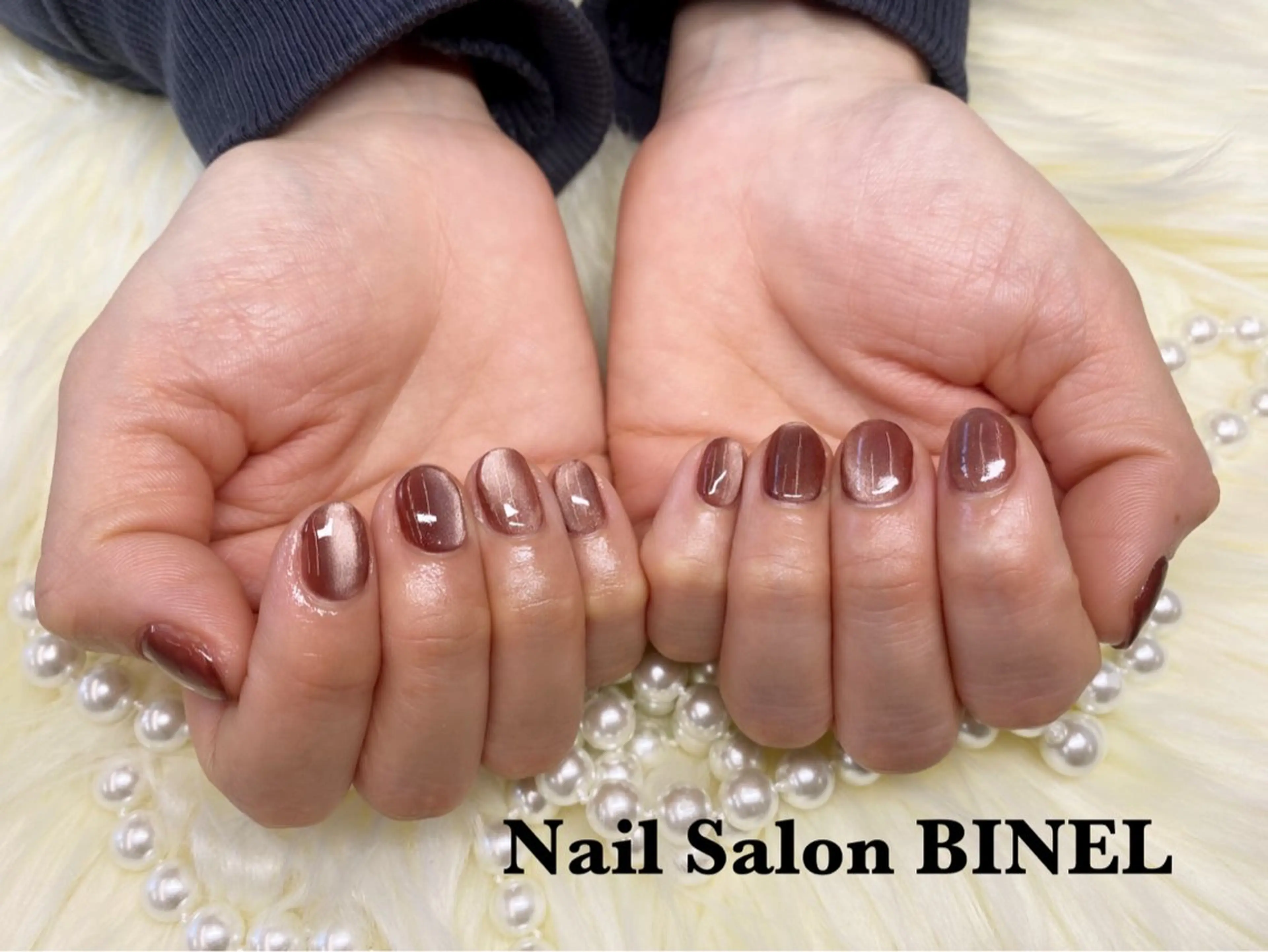 ネイル ブラウン マグネットネイル ハンドネイル H. Yuukaのネイルデザイン