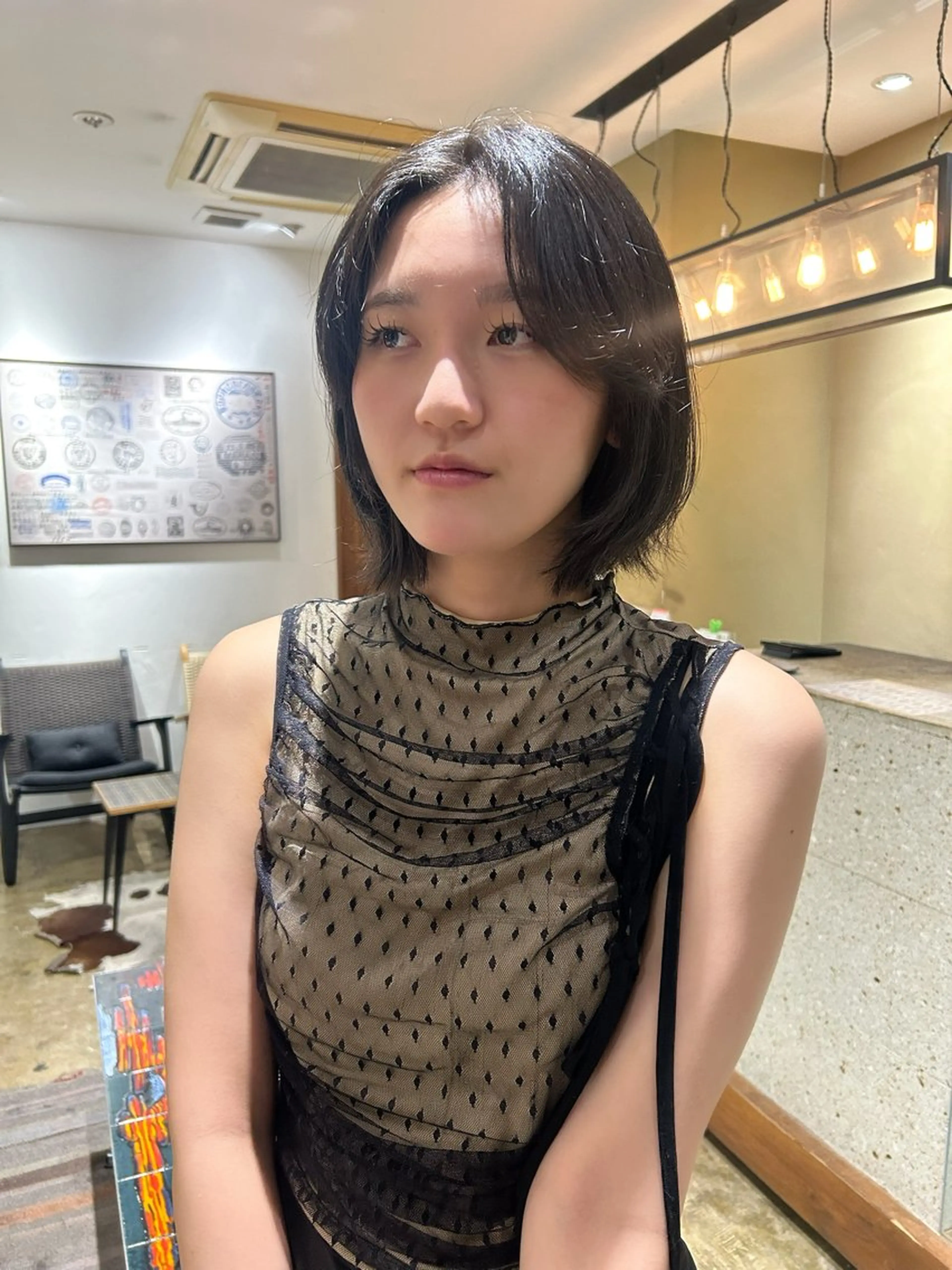 ミディアム ボブレイヤー ボブ 顔周りカット レイヤーカット ★コハル★ 柔らか艶カラー🎀のヘアスタイル