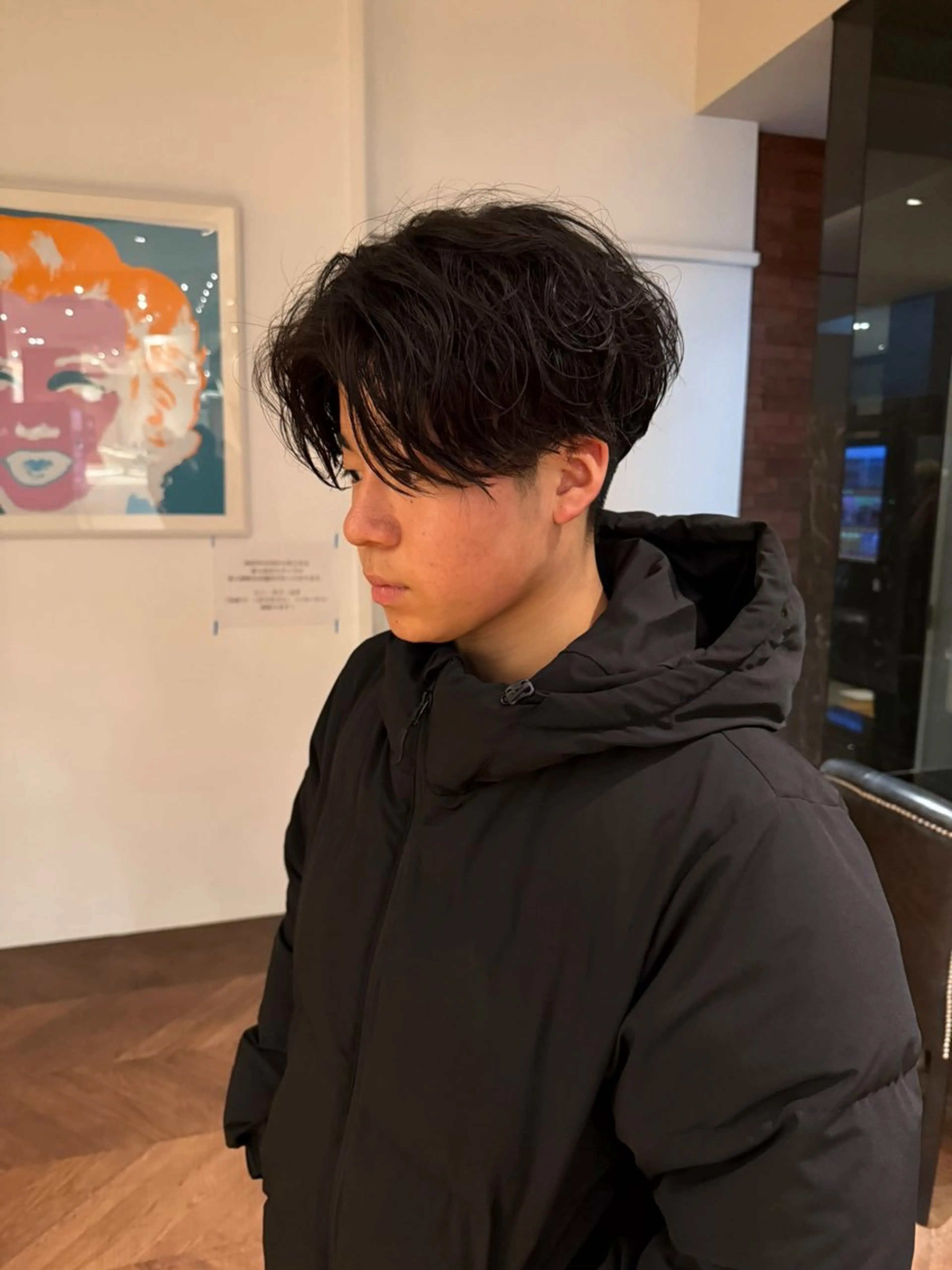 パーマ メンズ センターパート 波巻きパーマ カット パーマ SARA山口caz カット/パーマのヘアスタイル