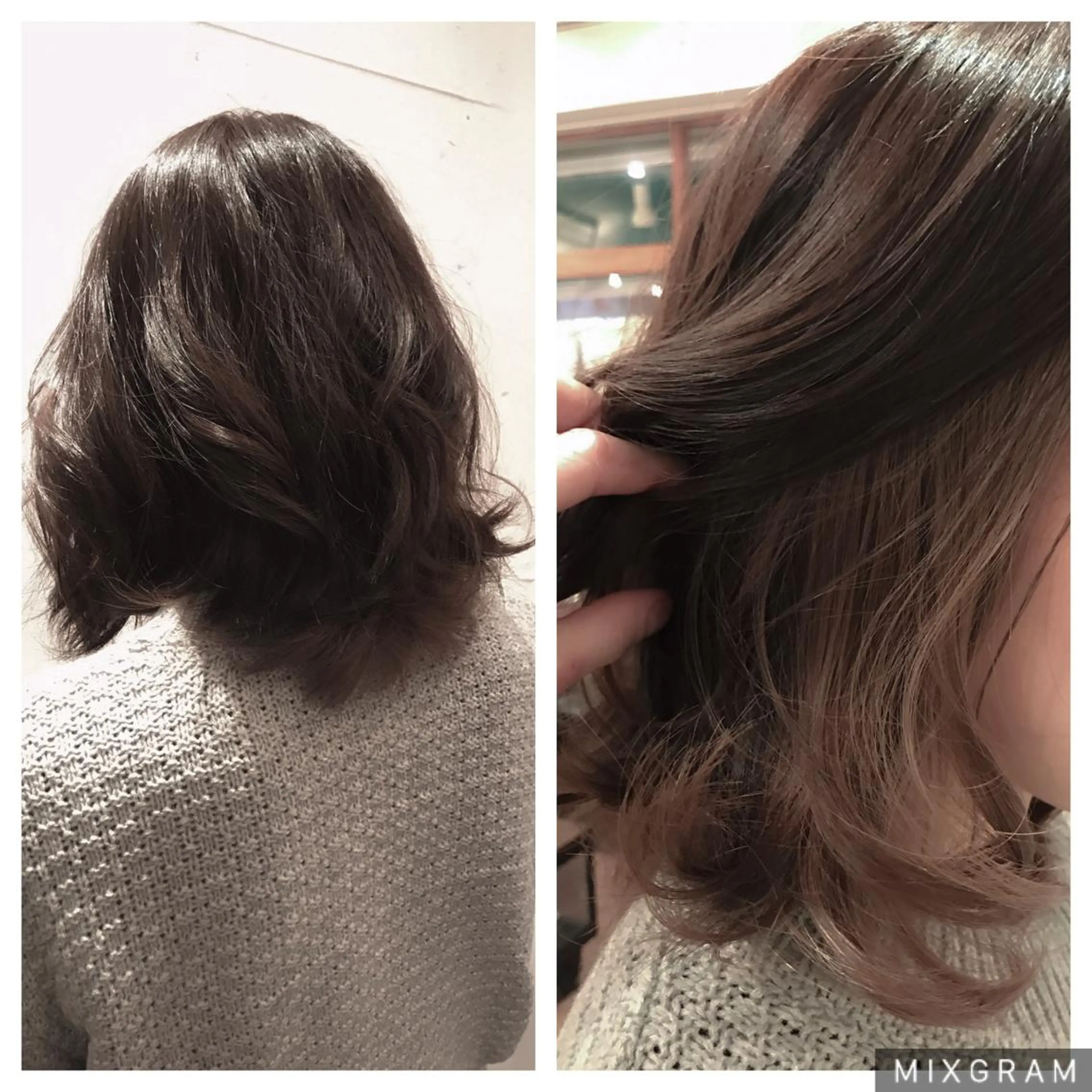 ミディアム カラー ブリーチ グラデーションカラー グレージュ 外国人風カラー 小森谷 亮太のヘアスタイル