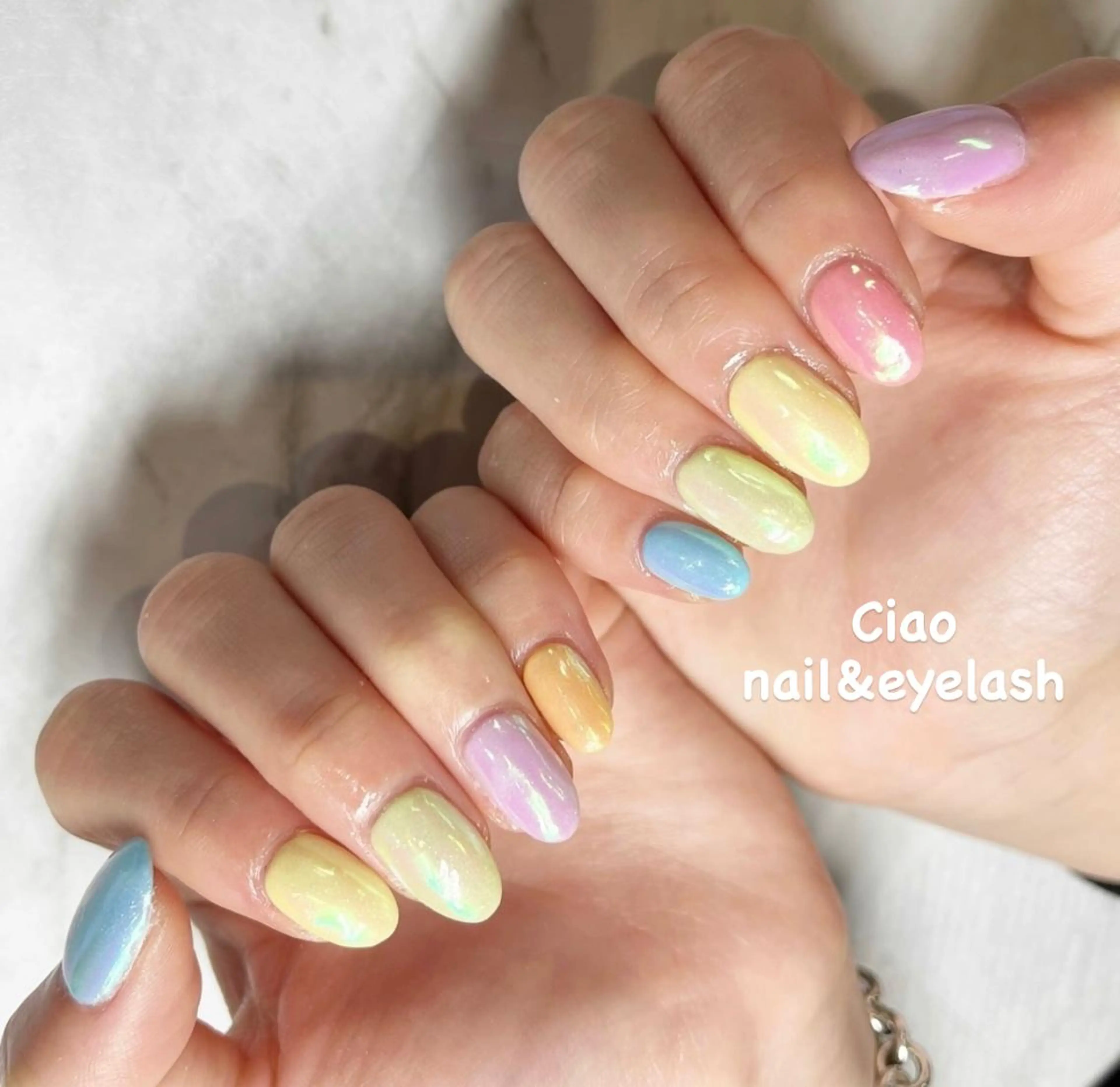 ネイル オーロラネイル パステルネイル 春ネイル #Amin所属・#Amin nail salonのネイルデザイン