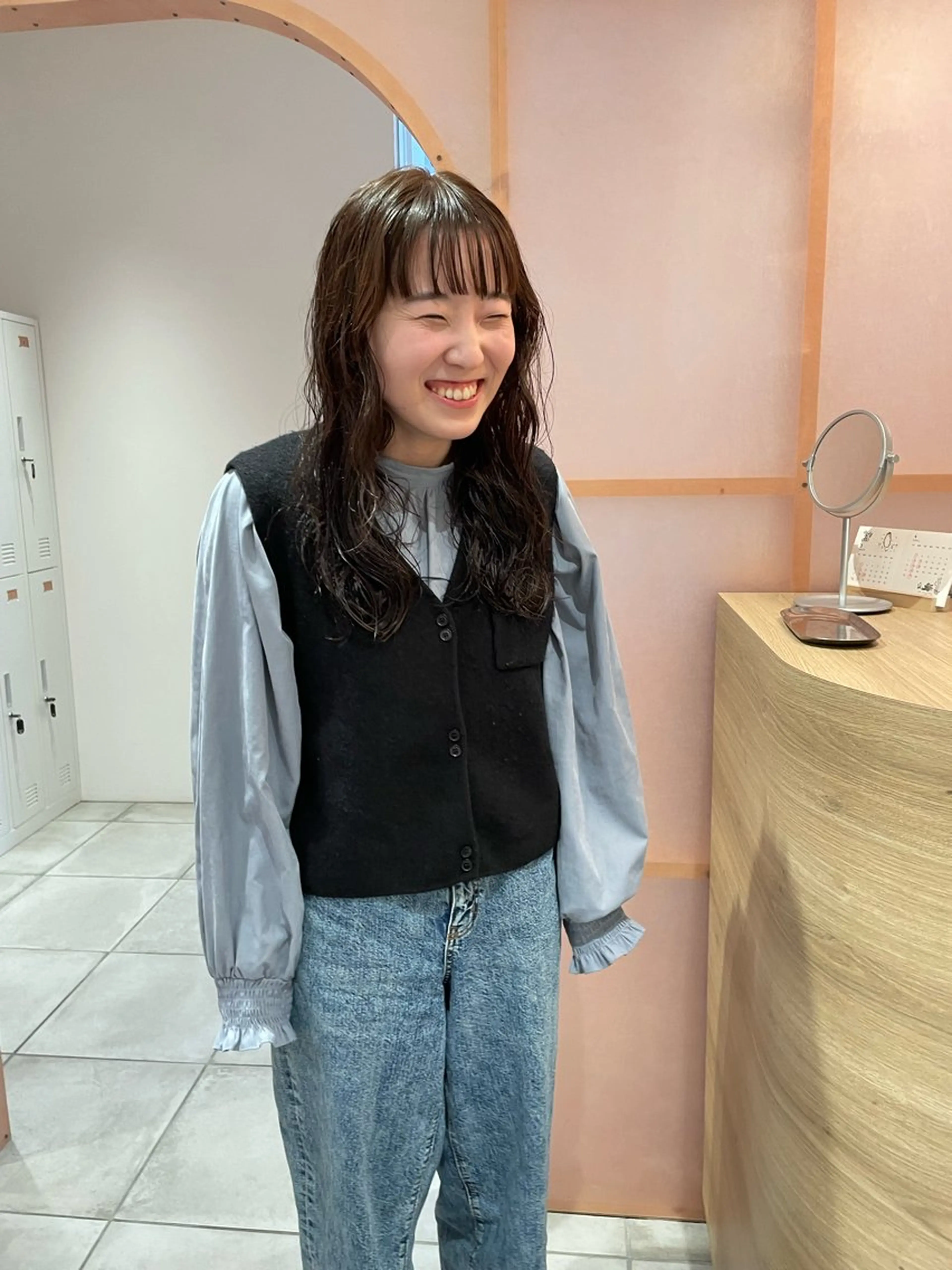 セミロング カラー パーマ カット パーマ トリートメント 前原  千尋のヘアスタイル