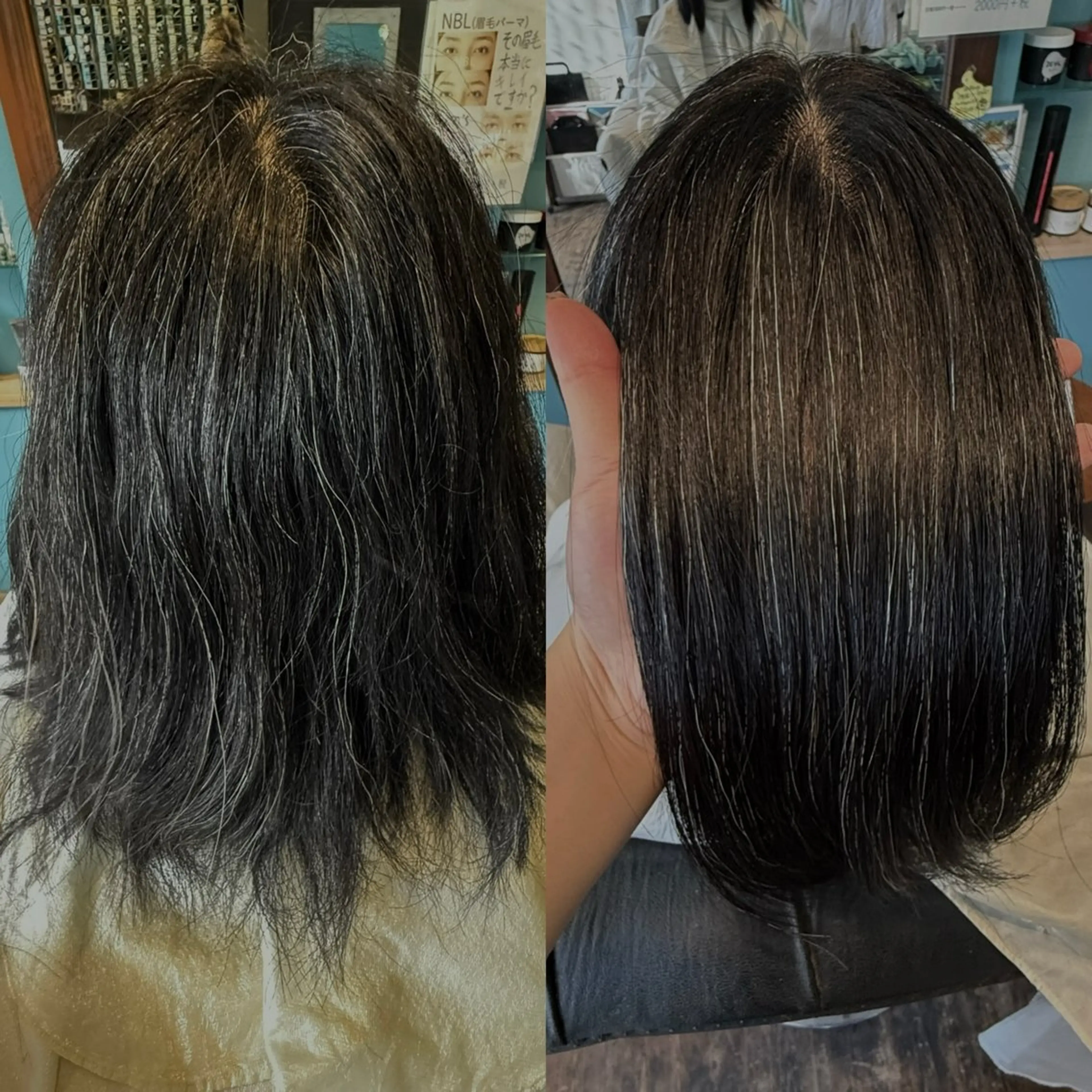 ミディアム パーマ 縮毛矯正 大立 七夏のヘアスタイル