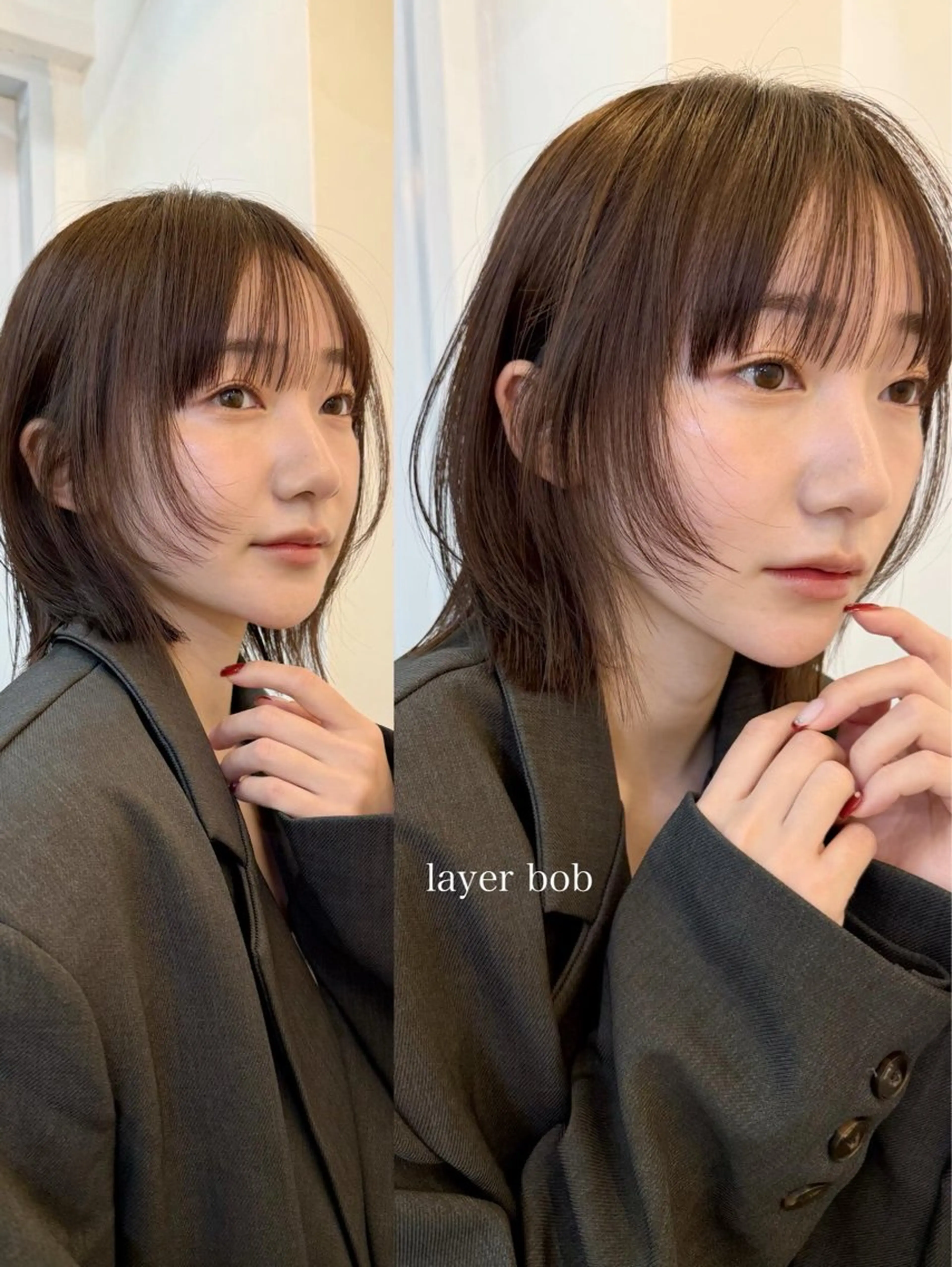 ミディアム カラー カット ヘアカラー ‎♡アヤメ/レイヤー ボブ♡渋谷のヘアスタイル