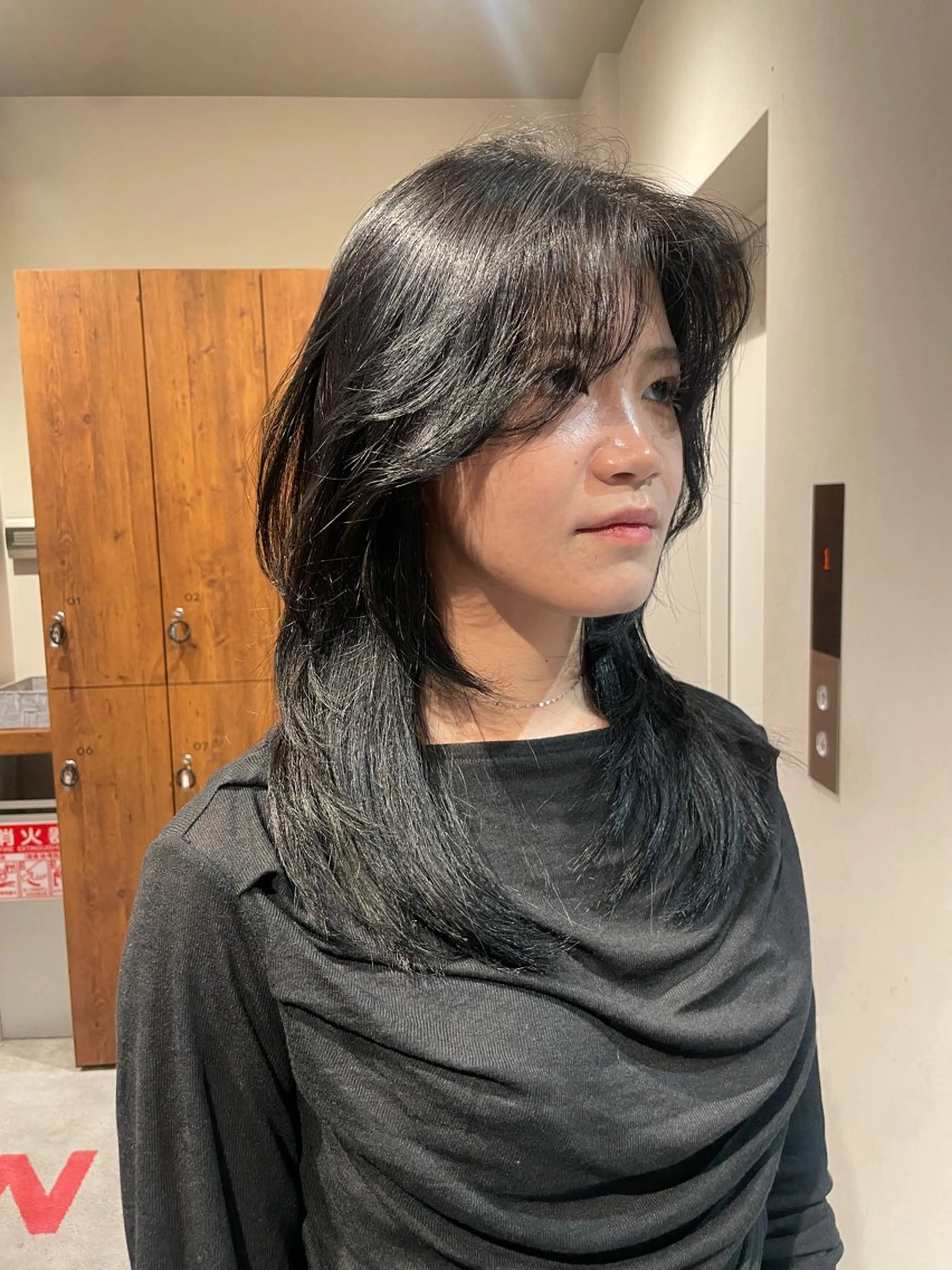 セミロング レイヤーカット トリートメント 海外レイヤー/赤み 消しカラー/上原聖奈のヘアスタイル