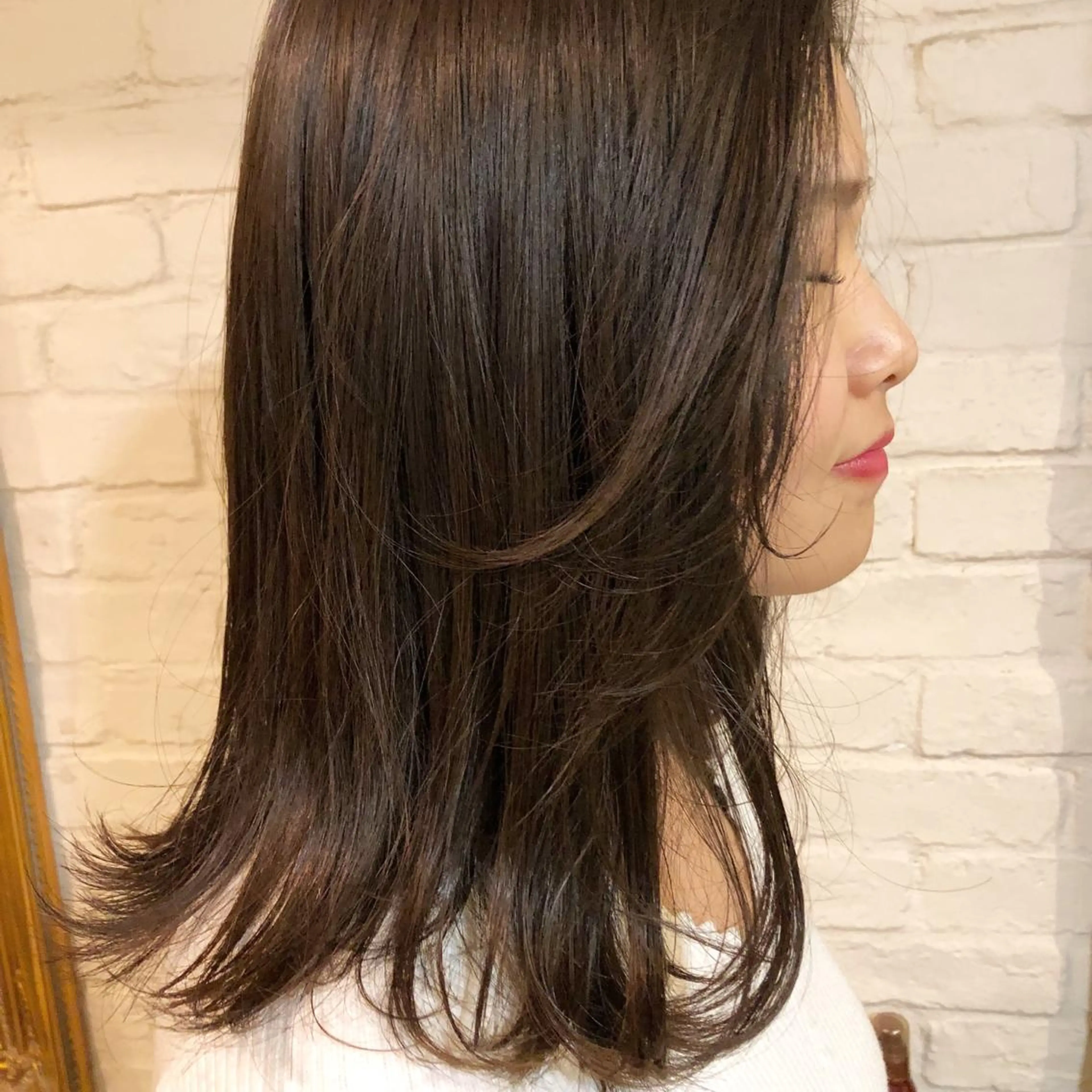 ミディアム カラー ブラウンカラー ナチュラルブラウン オレンジ カット ヘアカラー トリートメント 吉川 愛美李のヘアスタイル