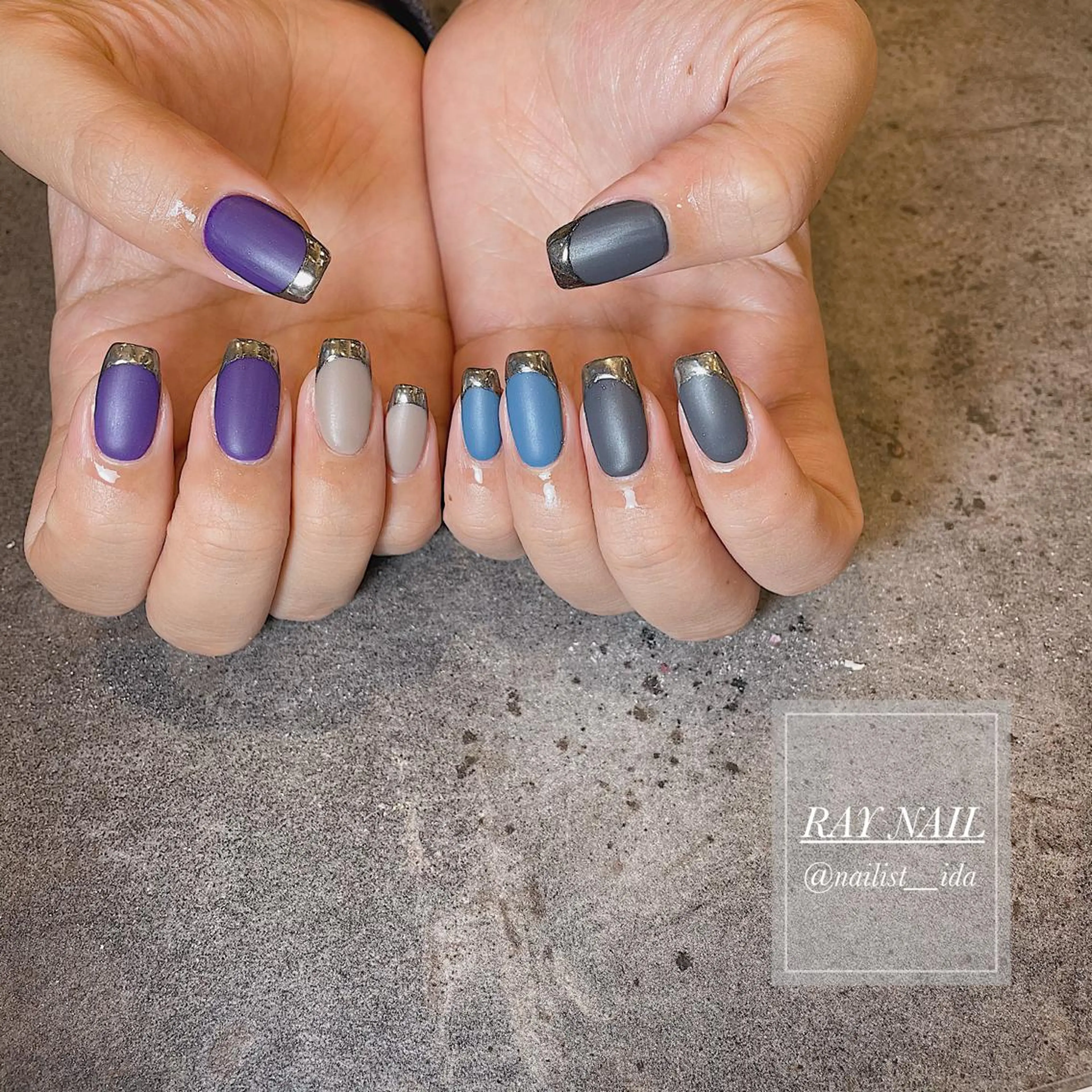 ネイル フレンチネイル ミラーネイル Arowa 伊田のネイルデザイン