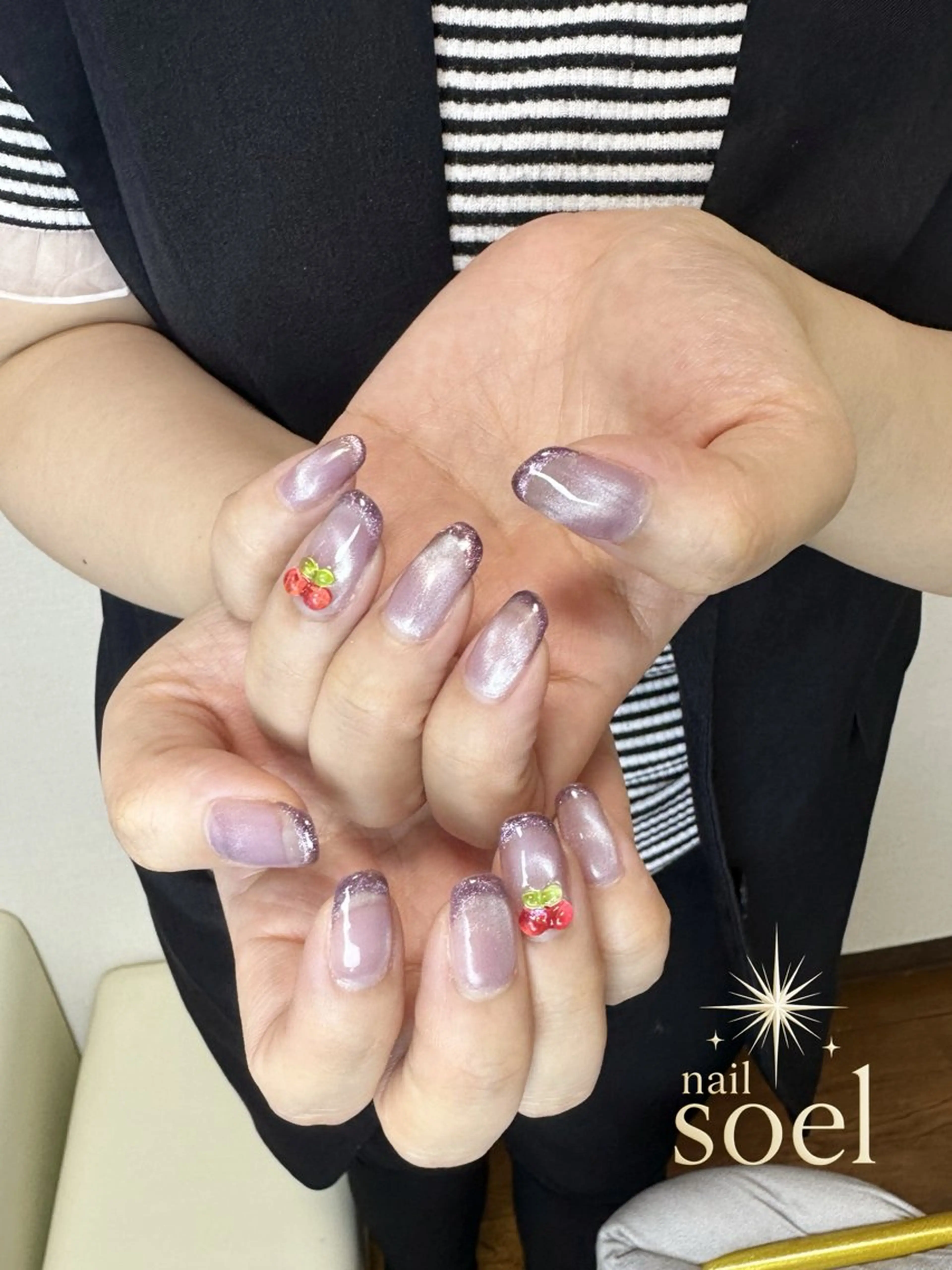ネイル フレンチネイル 氷ネイル・うるうるネイル パープル nail Soel｜ ﾈｲﾙ ｿｴﾙのネイルデザイン