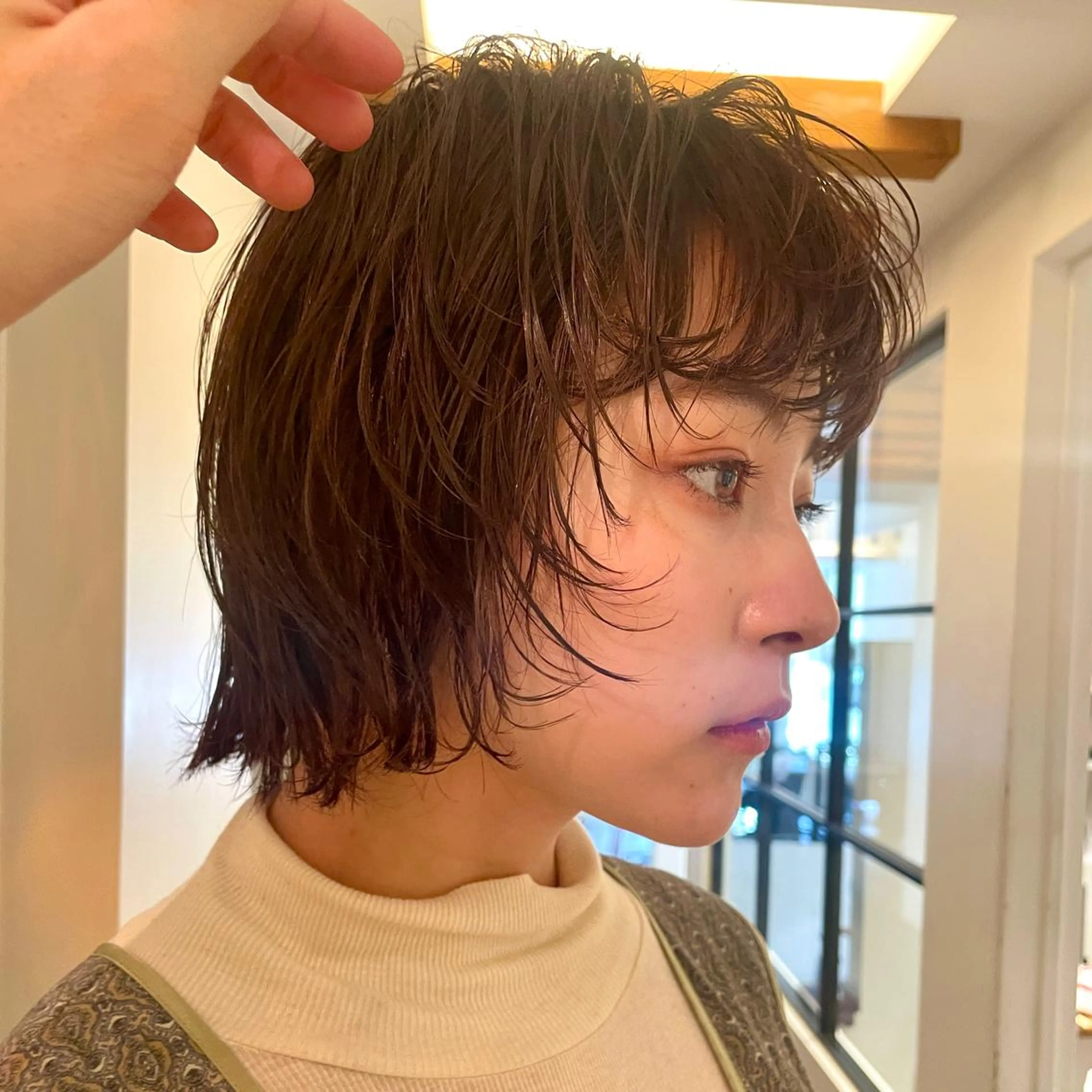 ショート パーマ ニュアンスパーマ カット パーマ トリートメント ボブ/レイヤー/ケア パーマ/リュウタのヘアスタイル