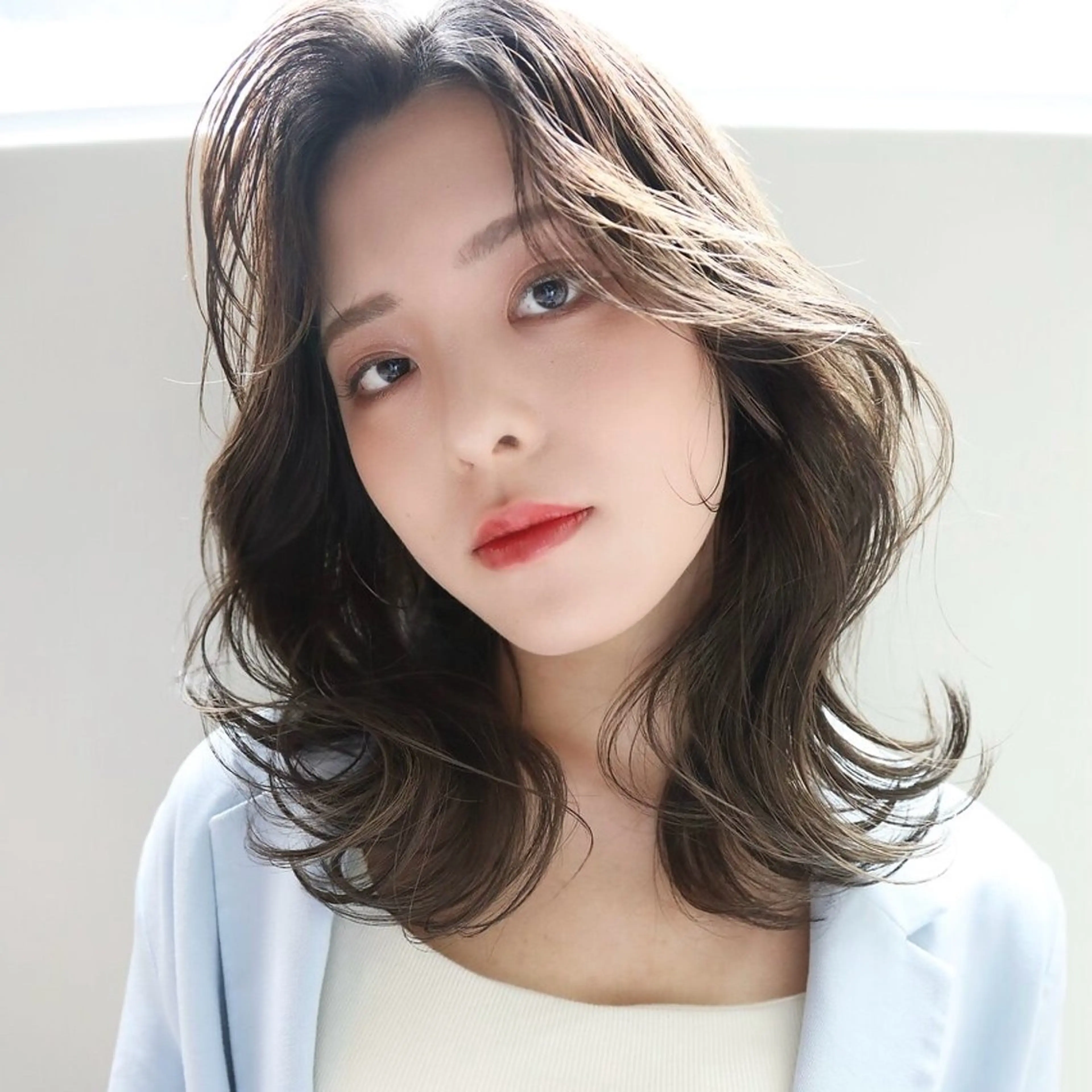 ミディアム カラー 顔周りカット レイヤーカット カット ヘアカラー トリートメント 奈良/登美ヶ丘/ ユウタのヘアスタイル