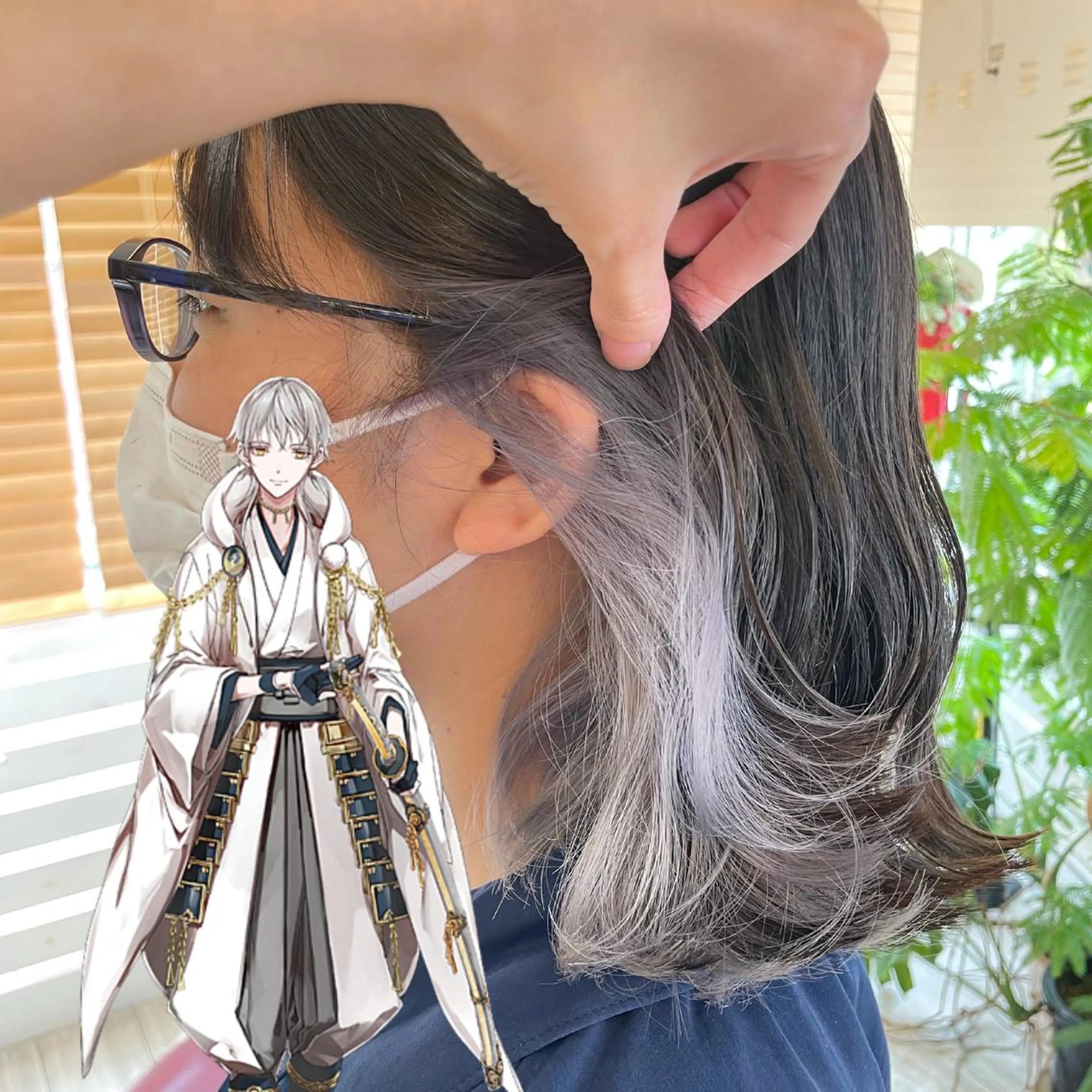 ミディアム カラー ブリーチ インナーカラー/推し ウルフ/アニメカラーのヘアスタイル