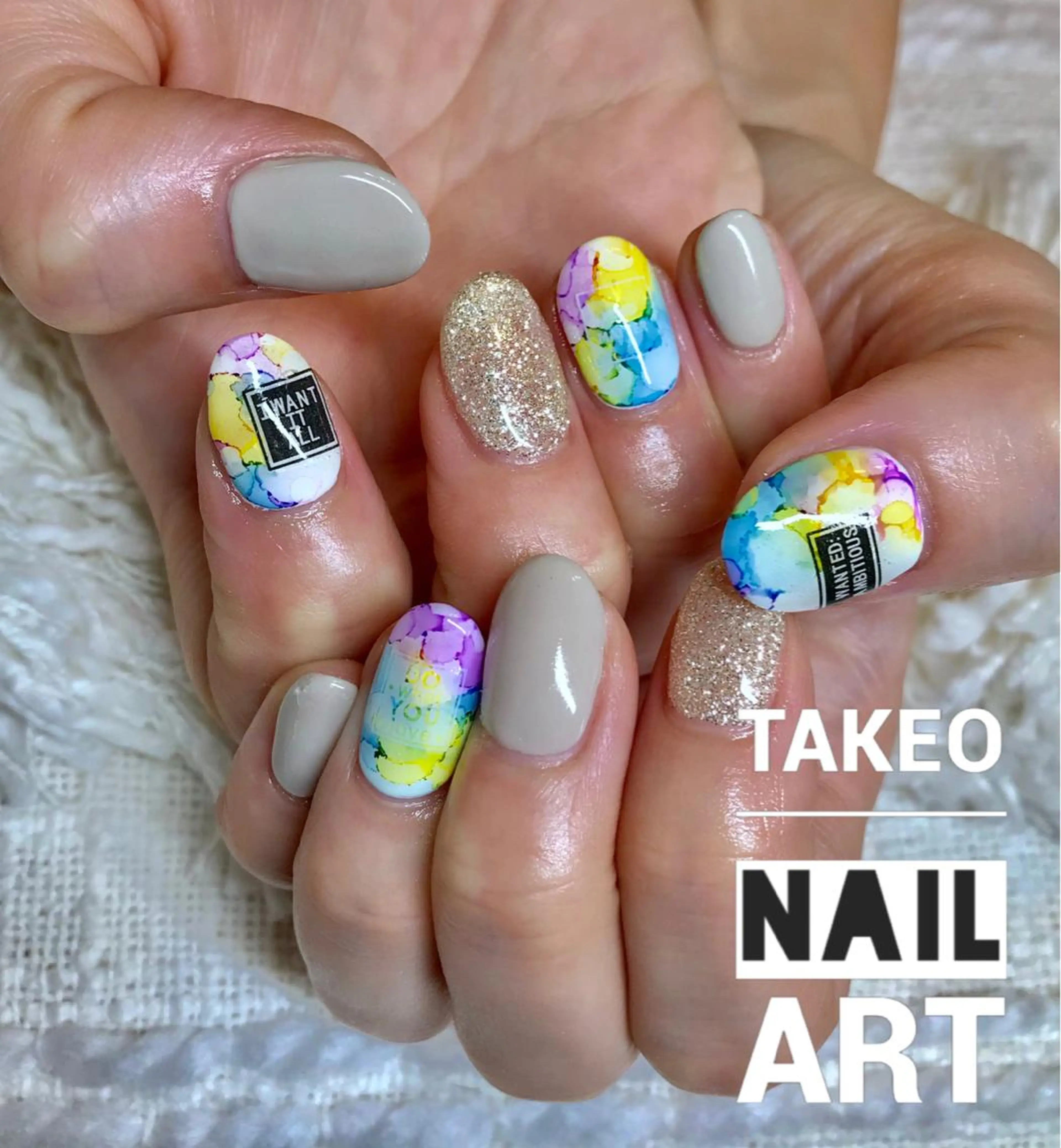 ショート ネイル 大理石ネイル(マーブル) nail&eye Aoのマツエク・マツパデザイン