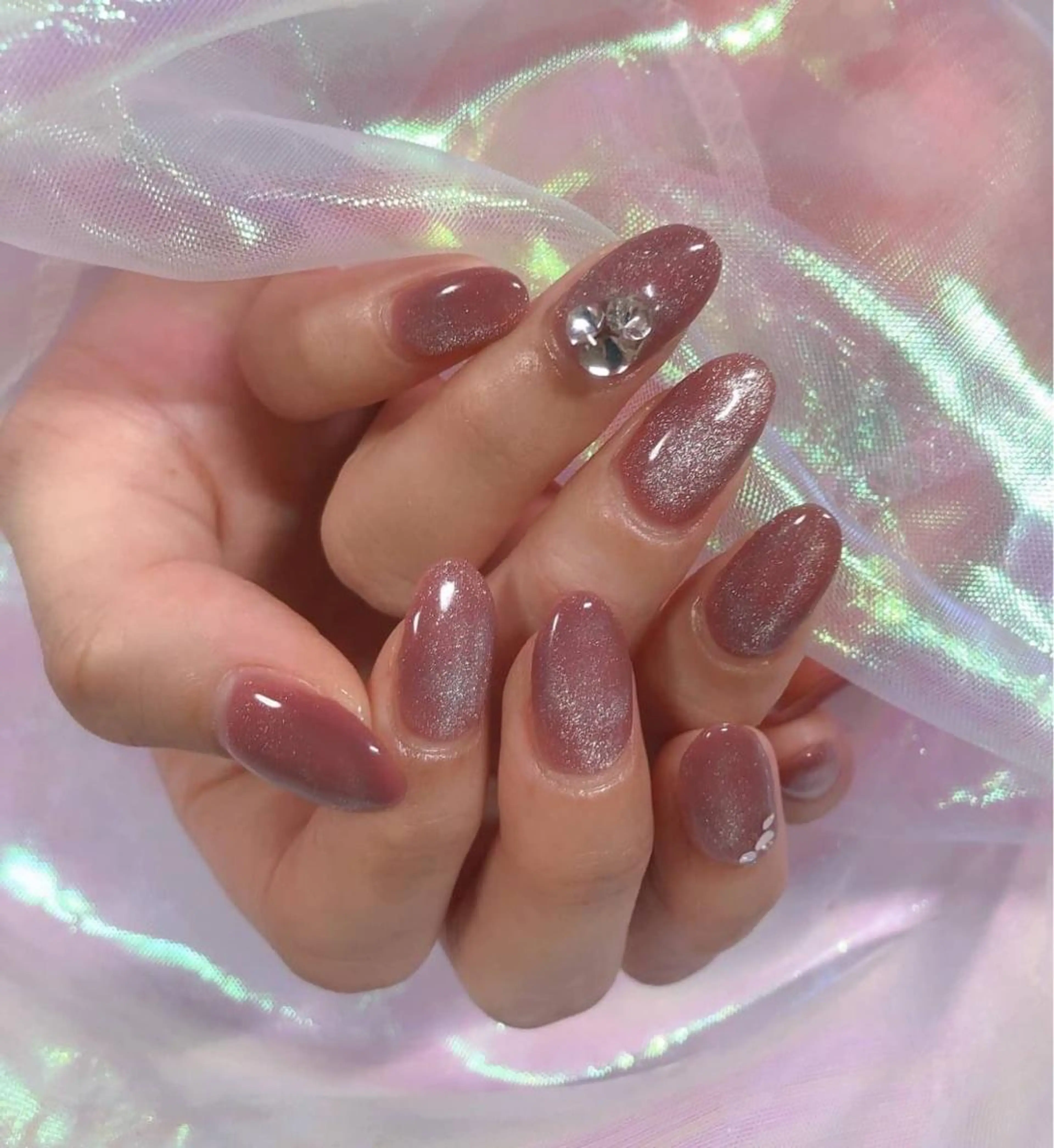 ネイル マグネットネイル ストーンネイル ラベンダーネイルサロン所属・日暮里♡研修生 チクさん（一同）のネイルデザイン