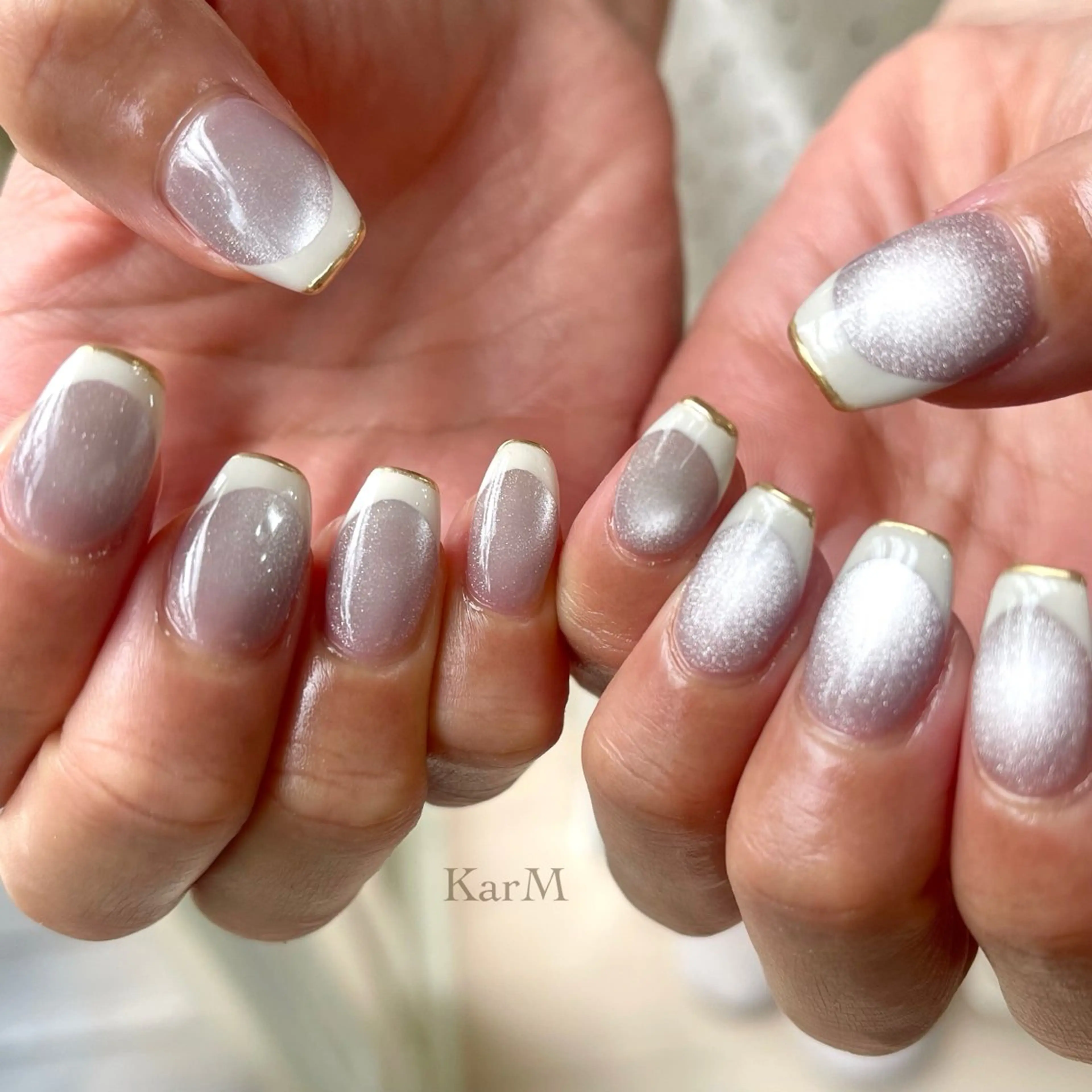 ネイル オーロラネイル チークネイル フラッシュネイル フレンチネイル グラデーション ハンドネイル ogino karinのネイルデザイン