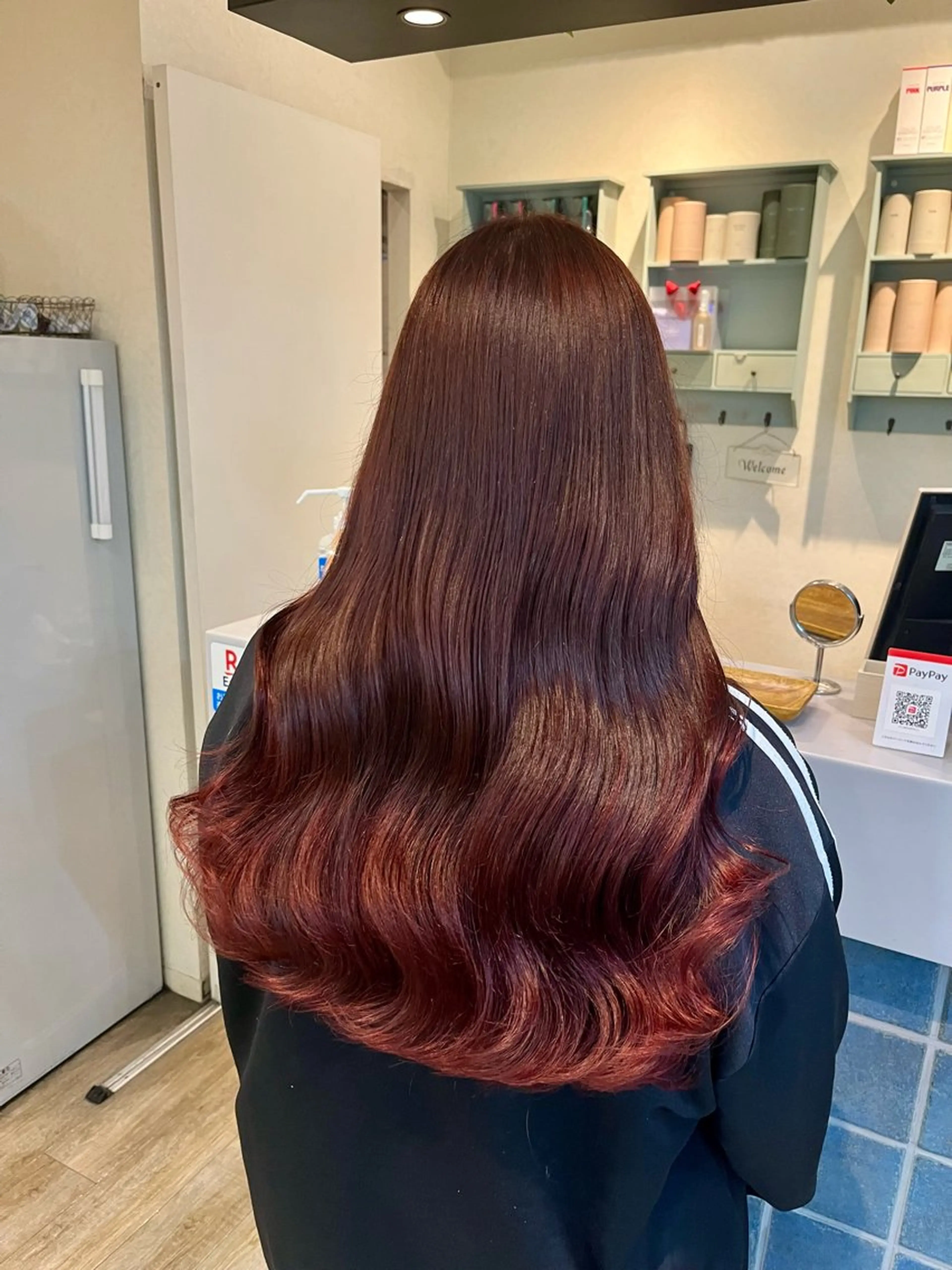 ロング カラー レッドカラー ヘアカラー トリートメント なつな/ 透明感カラーのヘアスタイル