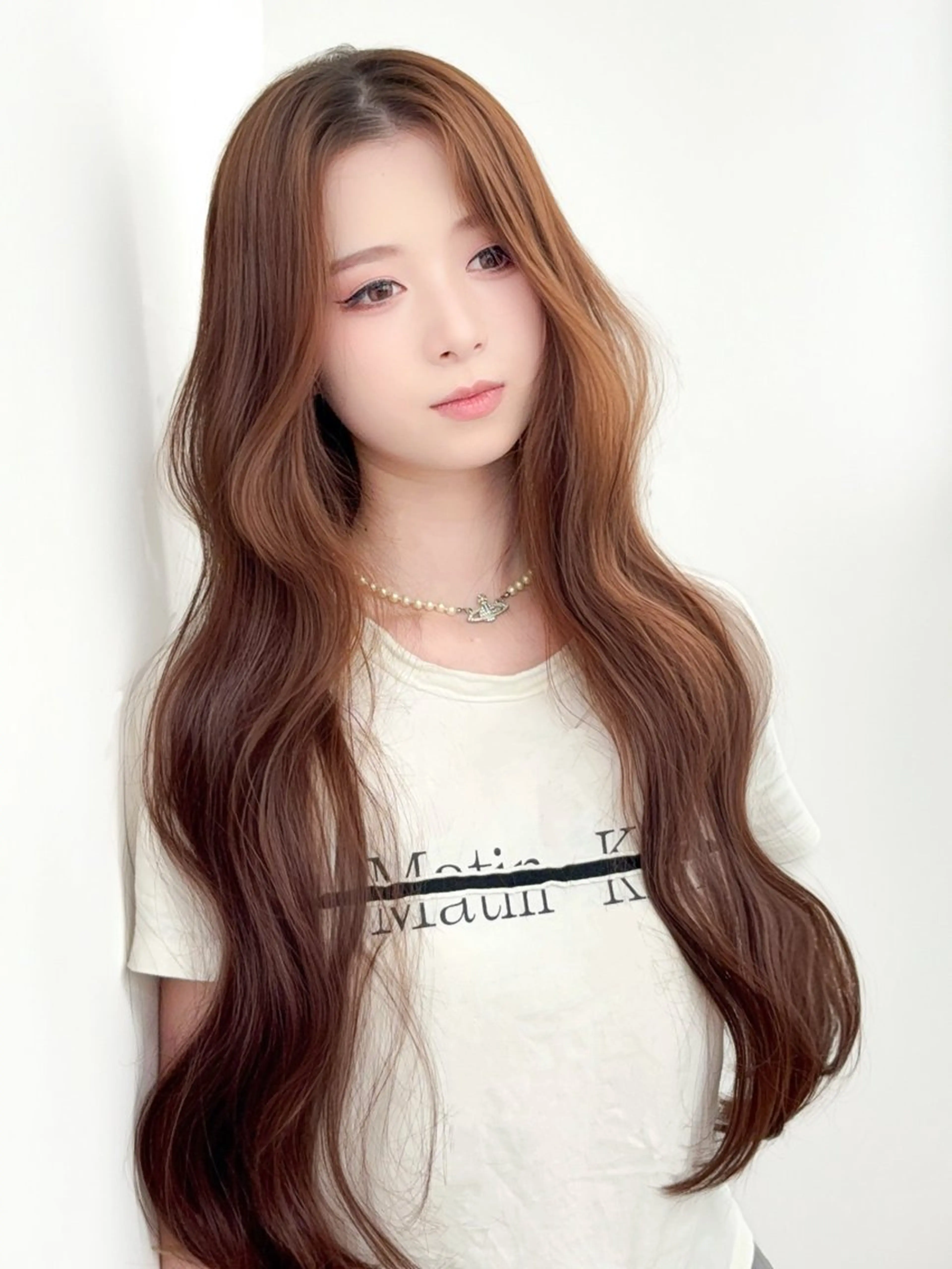 ロング カラー 小顔カット カット ヘアカラー トリートメント 韓国ヘア/レイヤー/ 顔まわり足立遥奈のヘアスタイル