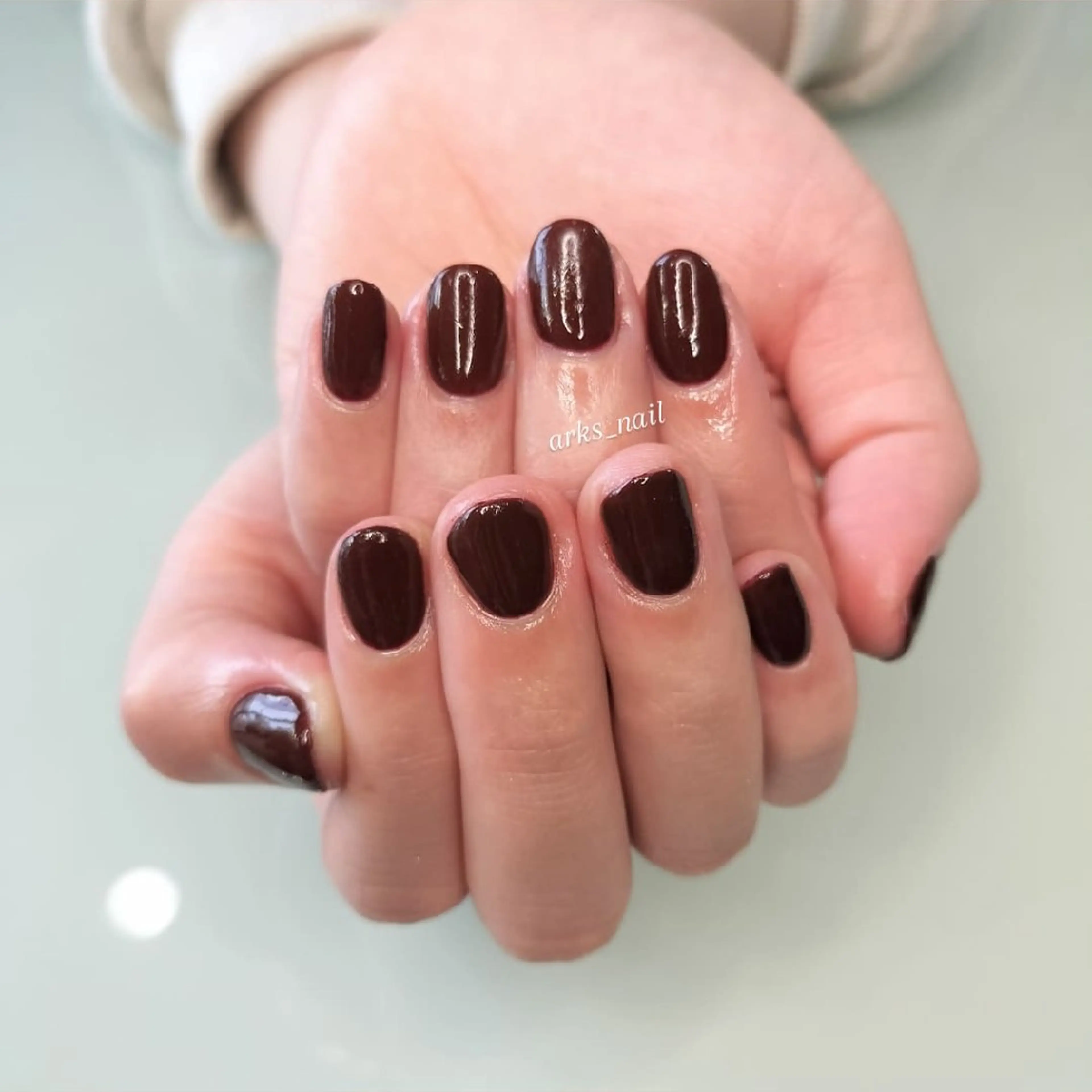 ネイル ボルドー ジェルネイル ワンカラーネイル ハンドネイル アークス所属・arks nailのネイルデザイン