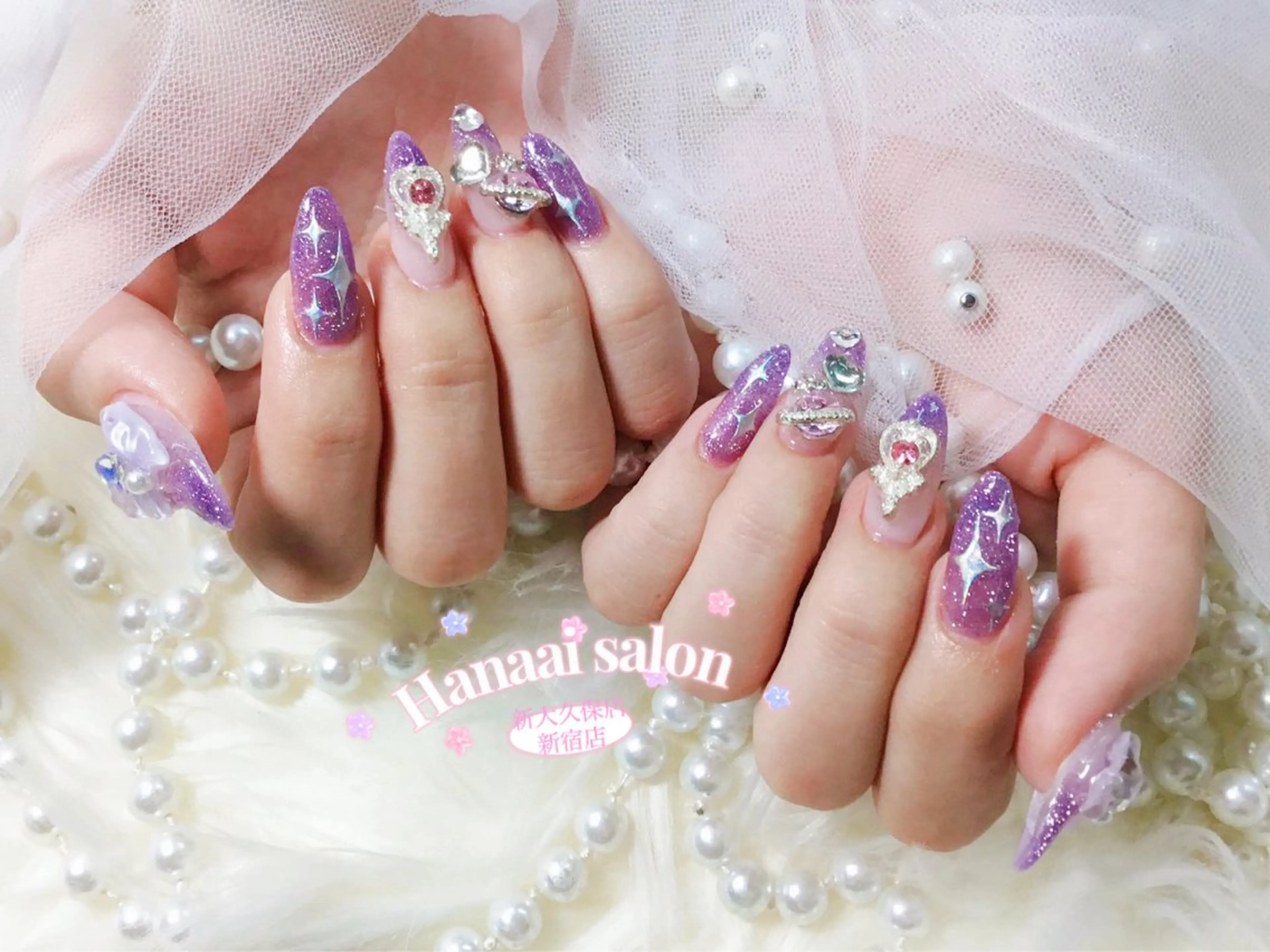 セミロング ハンドネイル Hanaai Salon新宿店のネイルデザイン