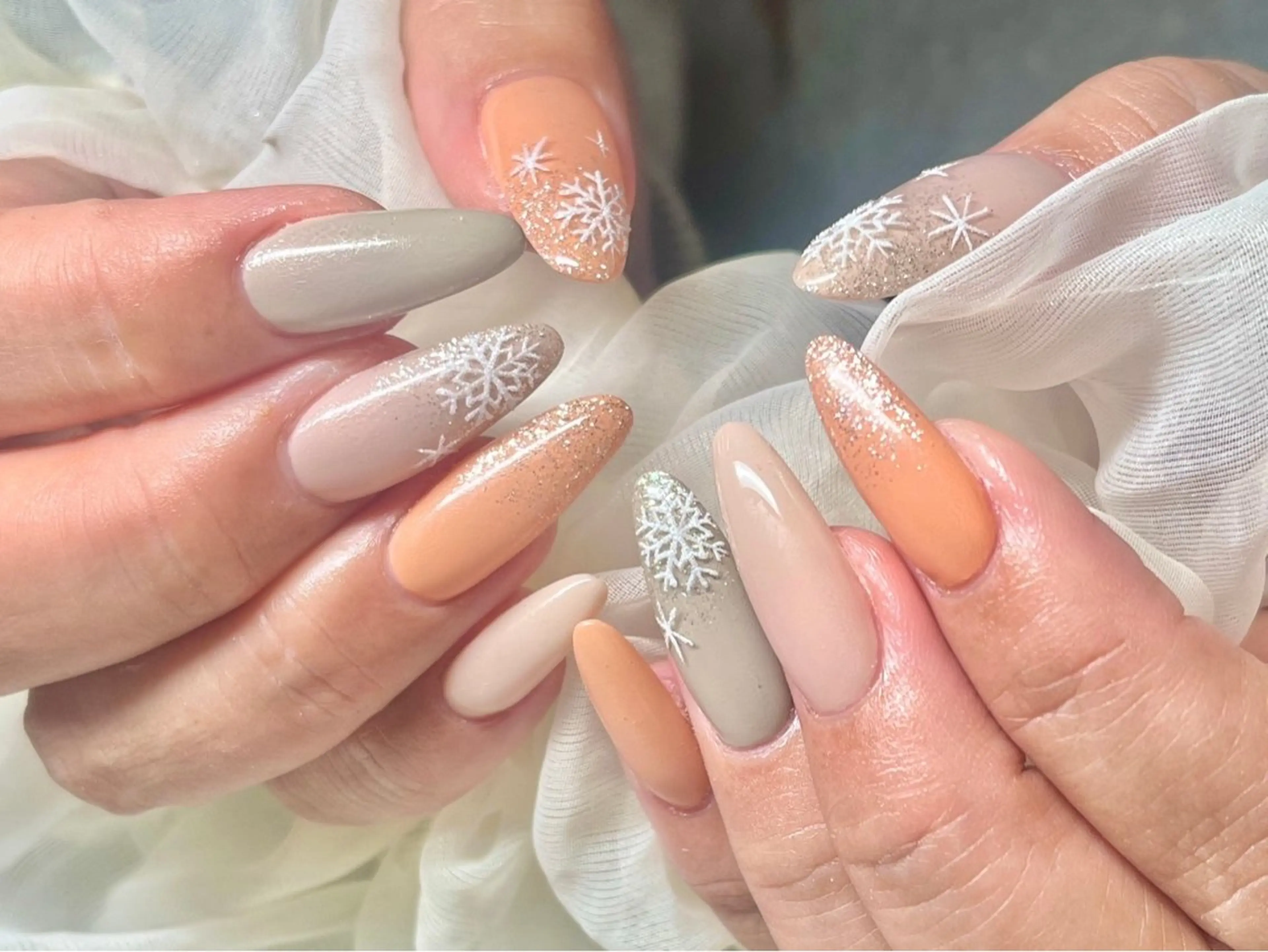 ネイル 成人式 長さ出し フラッシュネイル フレンチネイル ジェルネイル ハンドネイル Nail&eye Belire 新宿のネイルデザイン