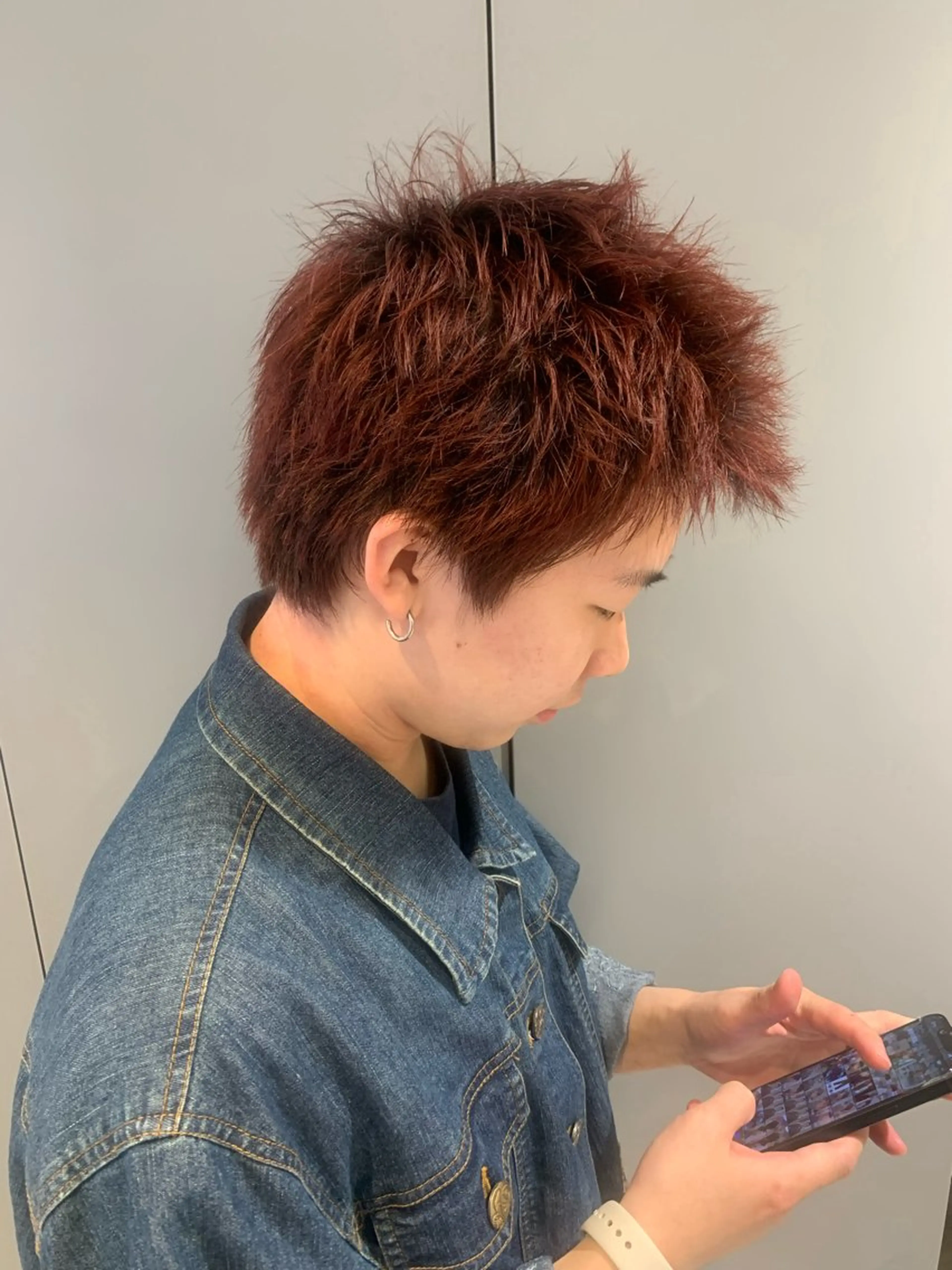 ショート カラー メンズ ブラウンカラー レッドカラー ヘアカラー レイヤー/メンズ /髪質改善 廣島公平のヘアスタイル