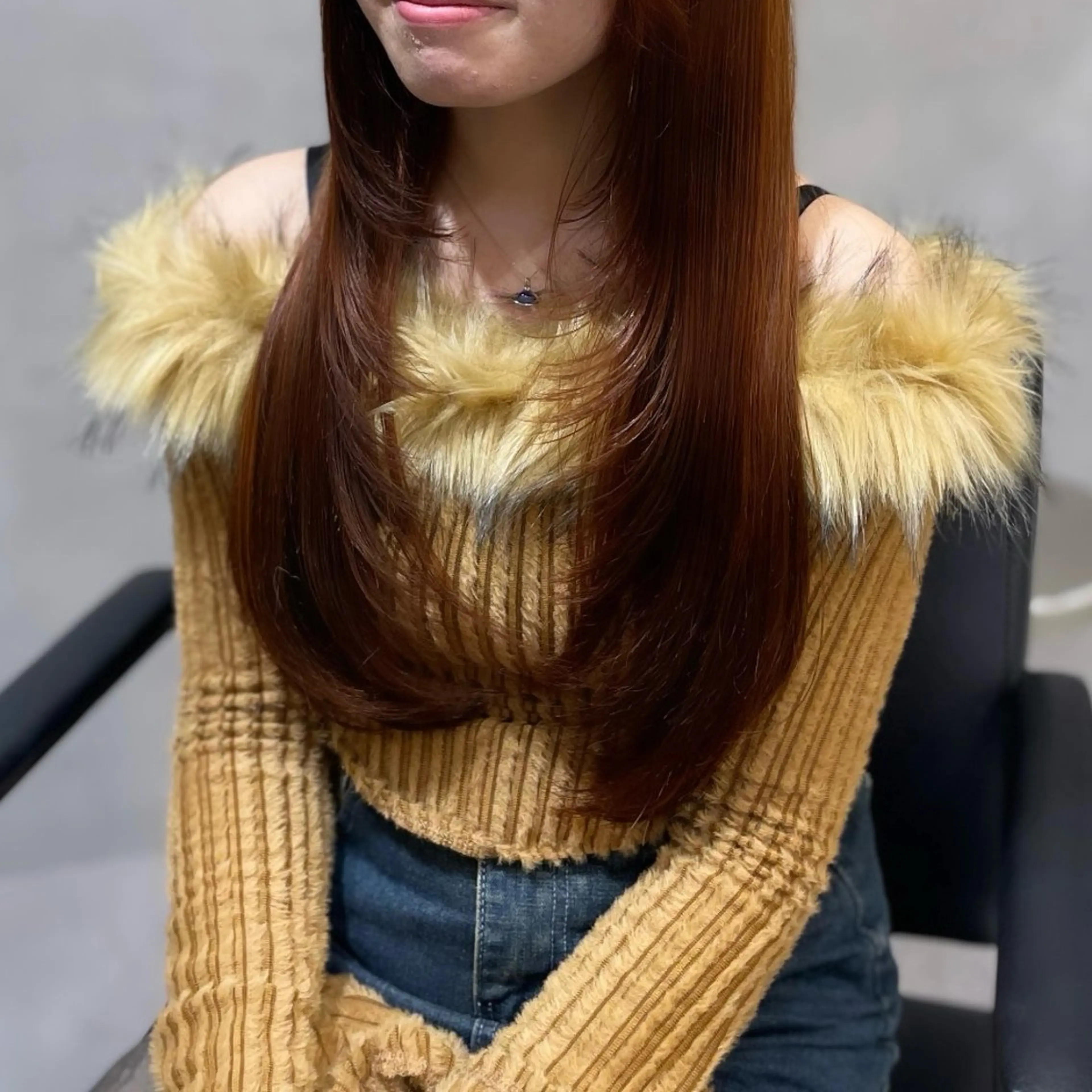 ロング カラー ブラウンカラー オレンジ オレンジブラウン レイヤーカット カット ヘアカラー Rui/透明感カラー 暖色/レイヤーカットのヘアスタイル