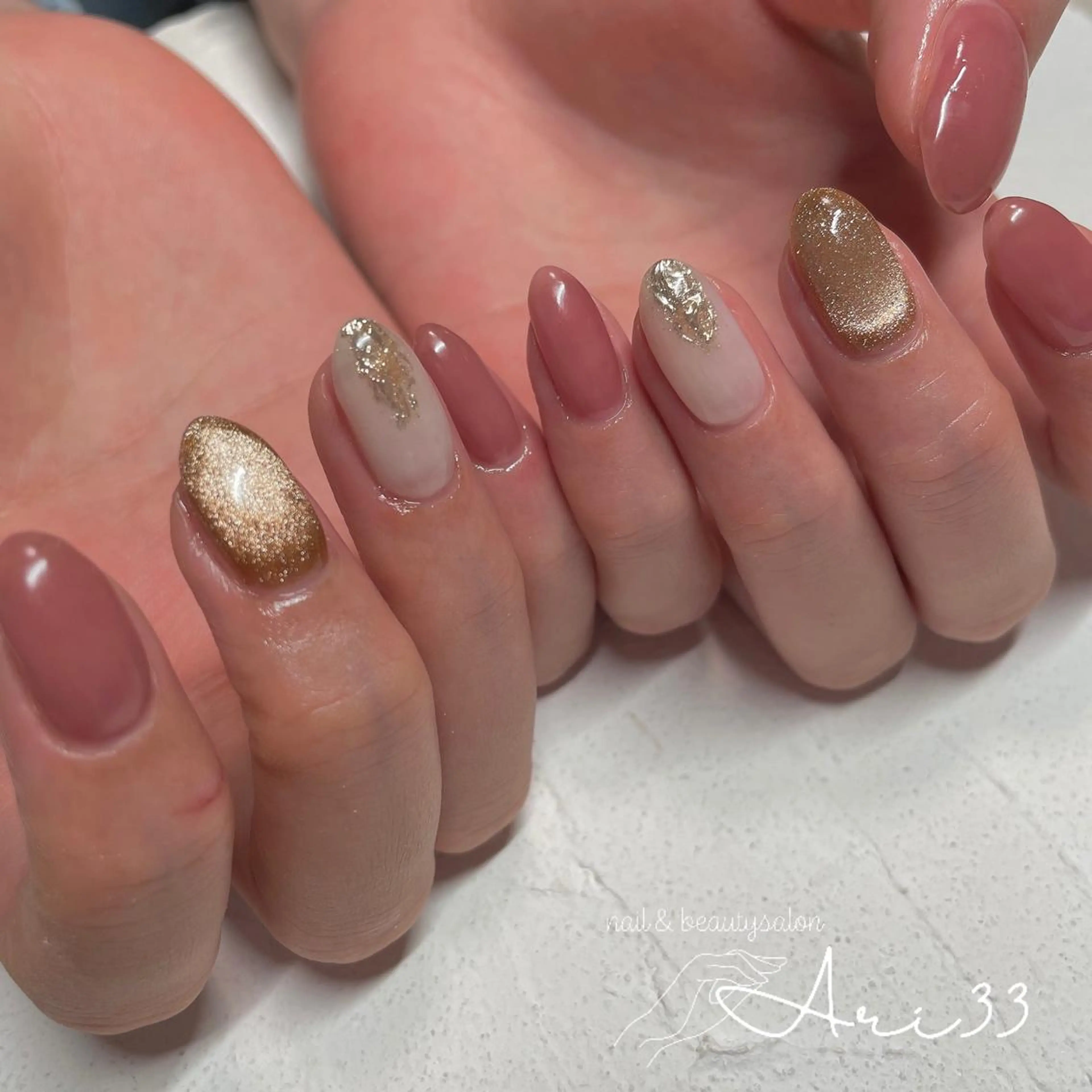 ネイル マグネットネイル ミラーネイル ハンドネイル プライベートサロン Ari33nailのネイルデザイン