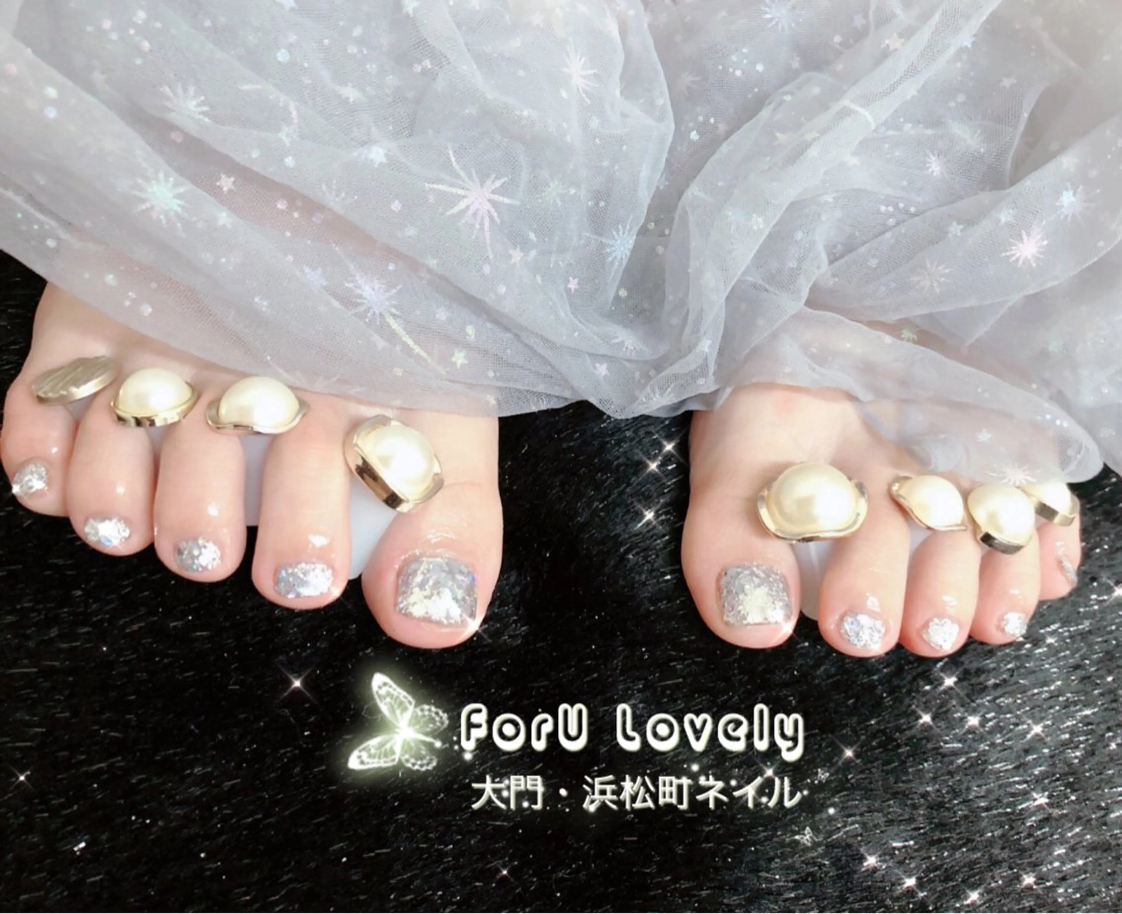 ネイル フットネイル ジェルネイル ハート 韓国ネイル マグネットネイル 大門浜松町 ネイルのネイルデザイン