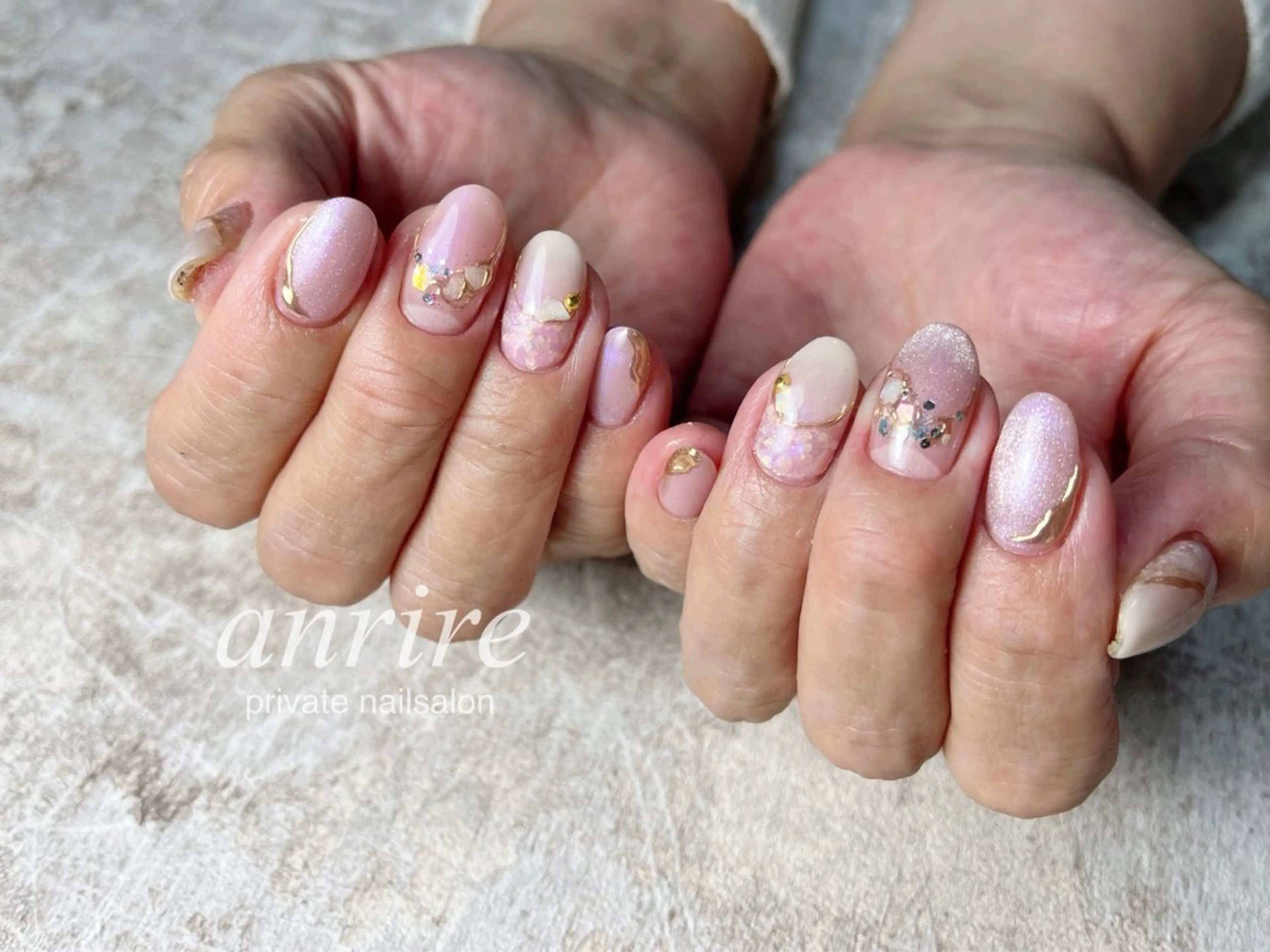 ネイル キラキラネイル マグネットネイル ミラーネイル ピンク ハンドネイル nail salon anrire〜アンリール〜所属・nailsalon anrireのネイルデザイン