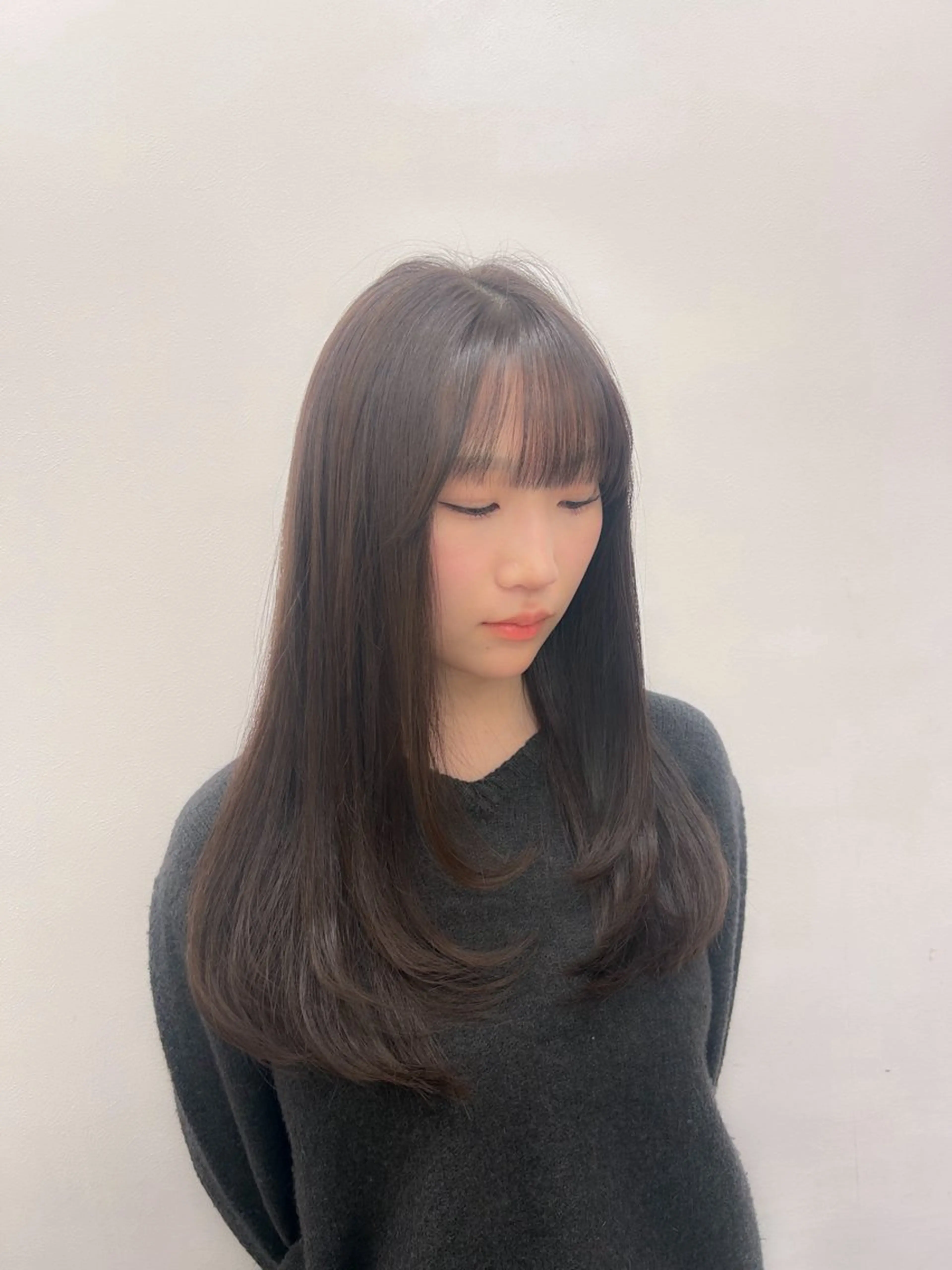 ロング カラー パーマ ヘアアレンジ メンズ キッズ ブリーチなしカラー/ ブラウン/レイヤーのヘアスタイル