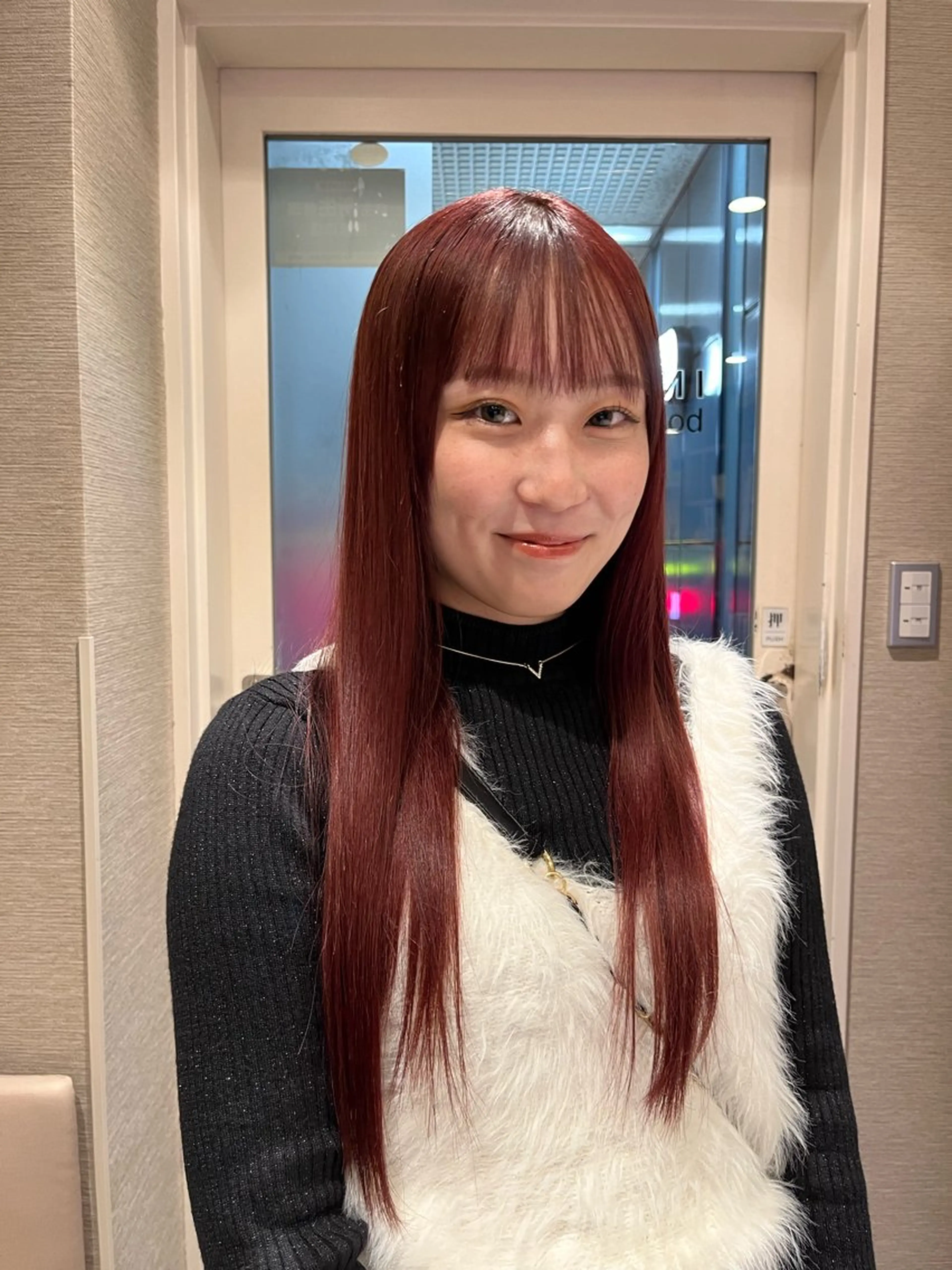 ロング カラー ブリーチ レッドカラー dogstar小林諒 レイヤー/パーマのヘアスタイル