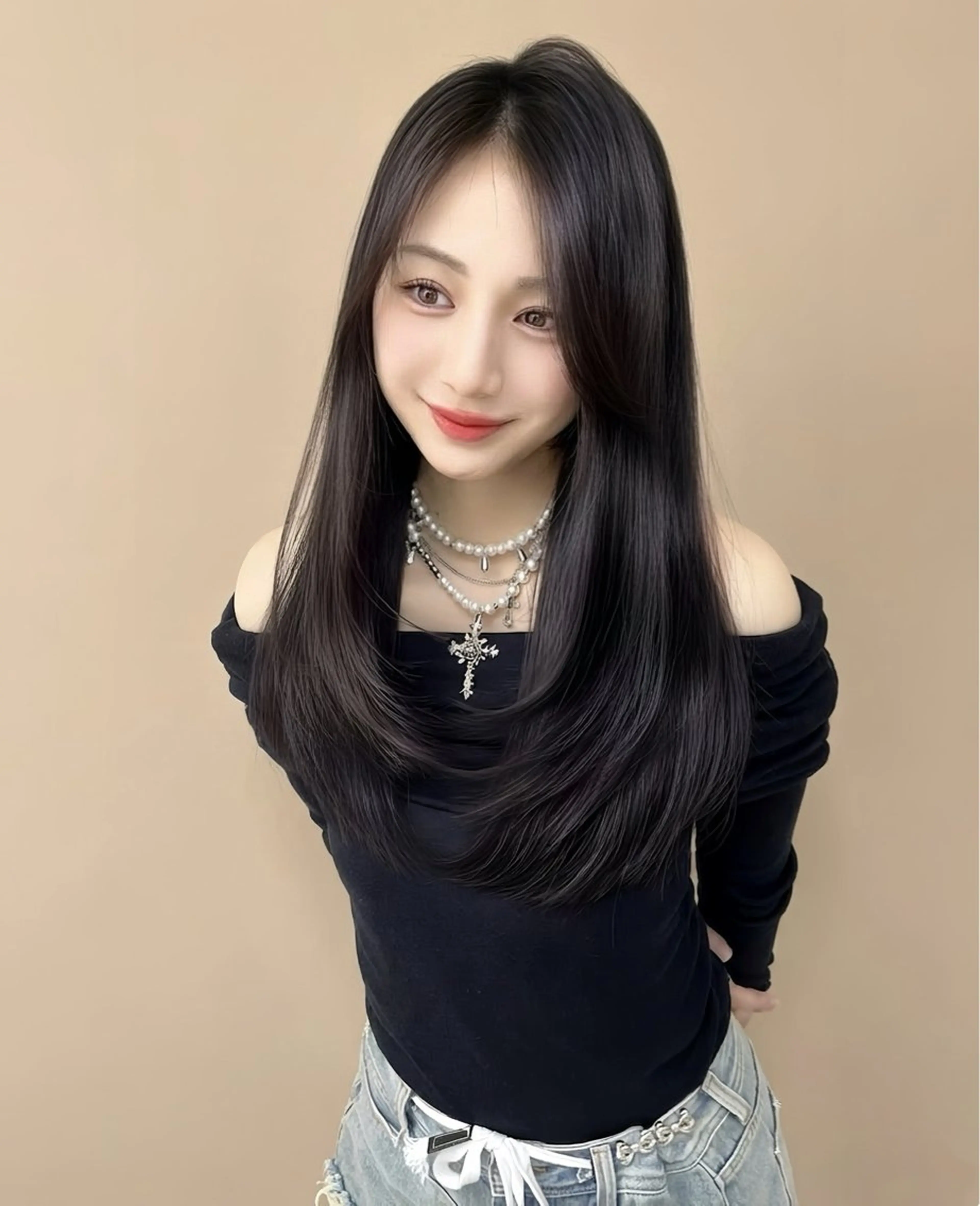 ロング カラー カット ヘアカラー トリートメント レイヤー/髪質改善 /透け感カラー/艶髪のヘアスタイル