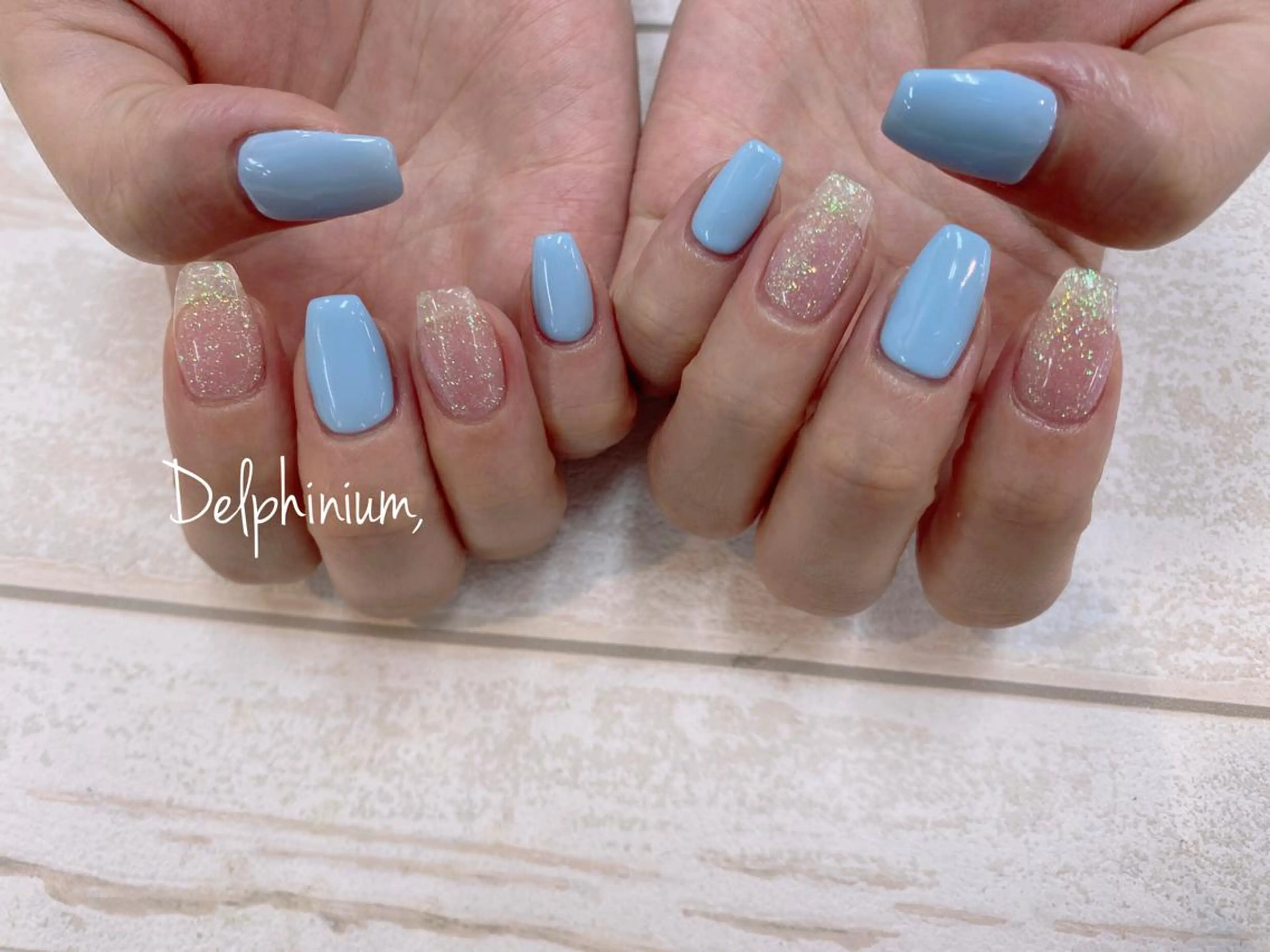 ネイル ブルー ラメ(グリッター) 夏ネイル ハンドネイル 岡本 友恵のネイルデザイン