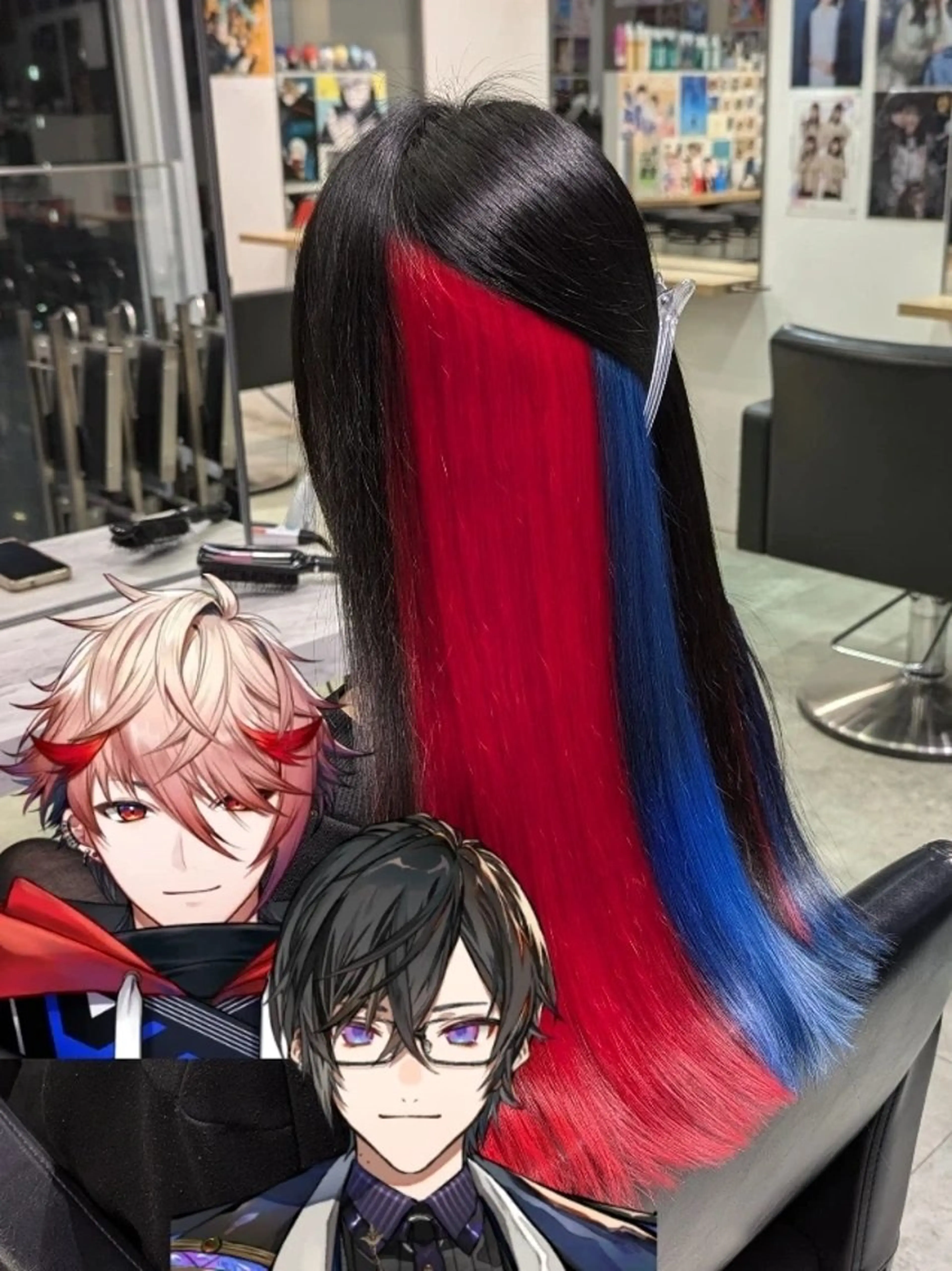 カラー ロング ブリーチ デザインカラー ダブルカラー インナーカラー 推しカラー🦉にじさ んじカラー🌈🕒✨のヘアスタイル